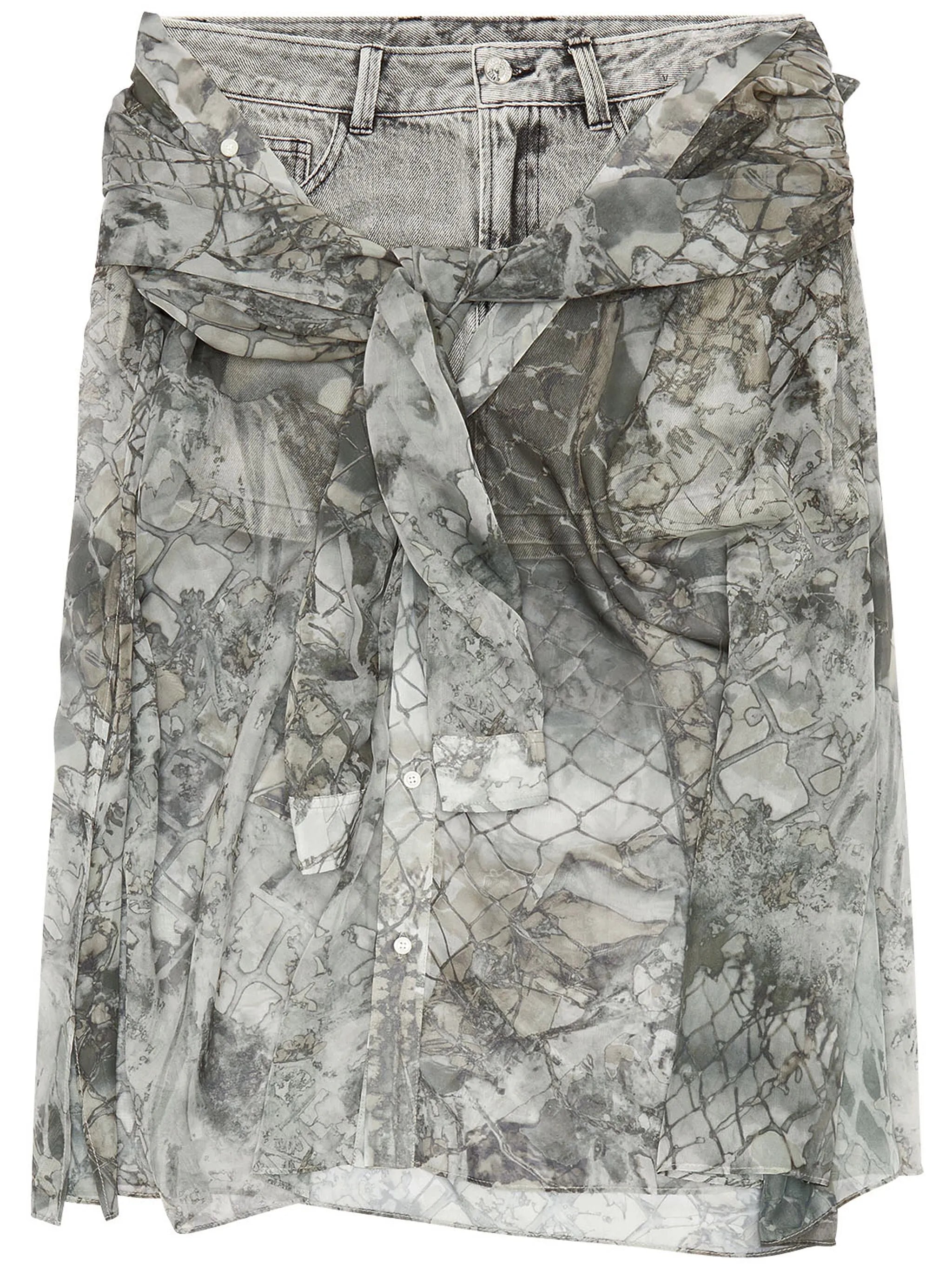 O-Jeany layered-design denim skirt