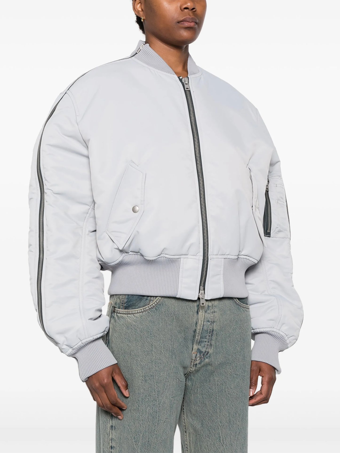 zip-detail padded bomber jacket