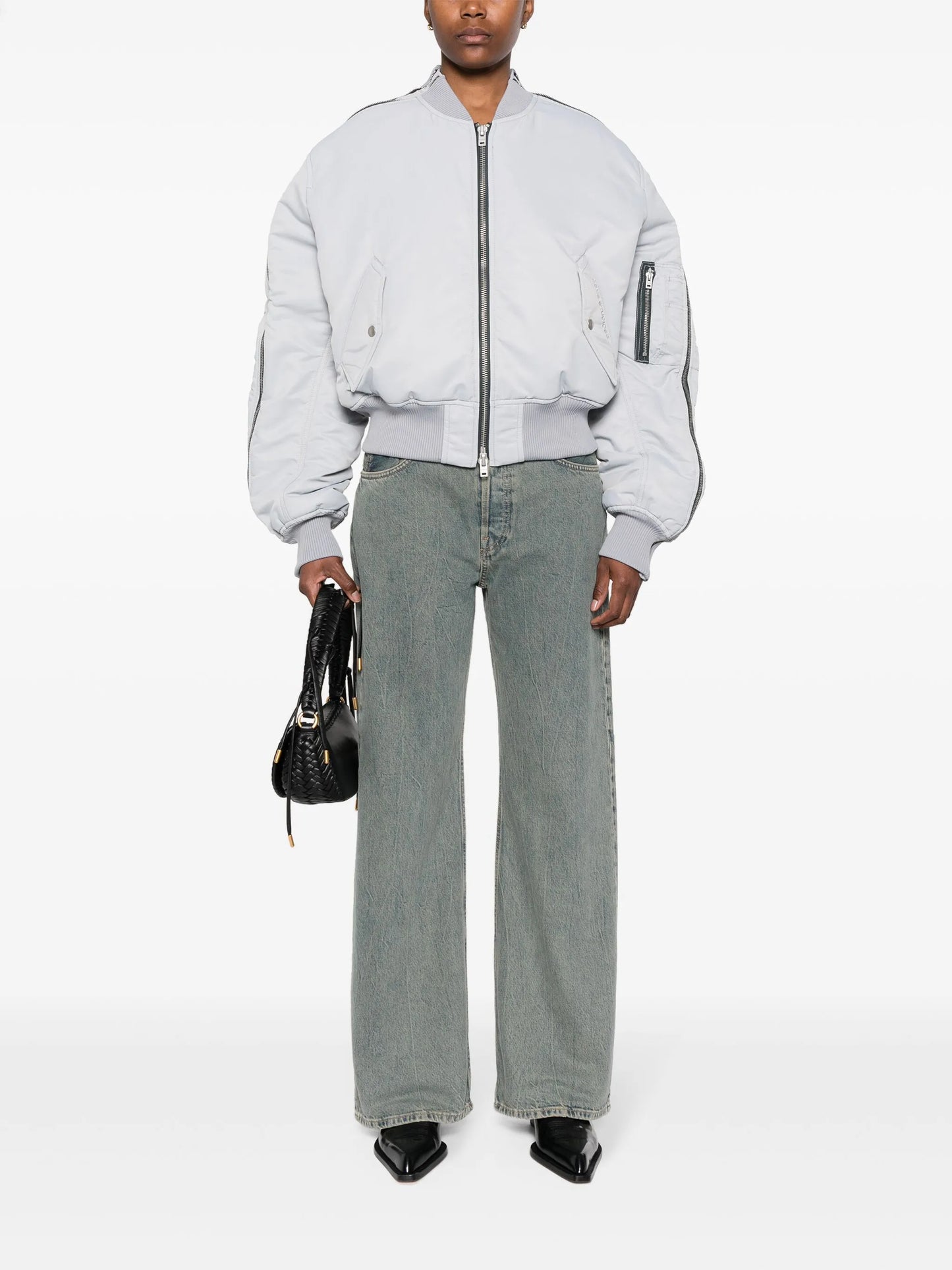 zip-detail padded bomber jacket