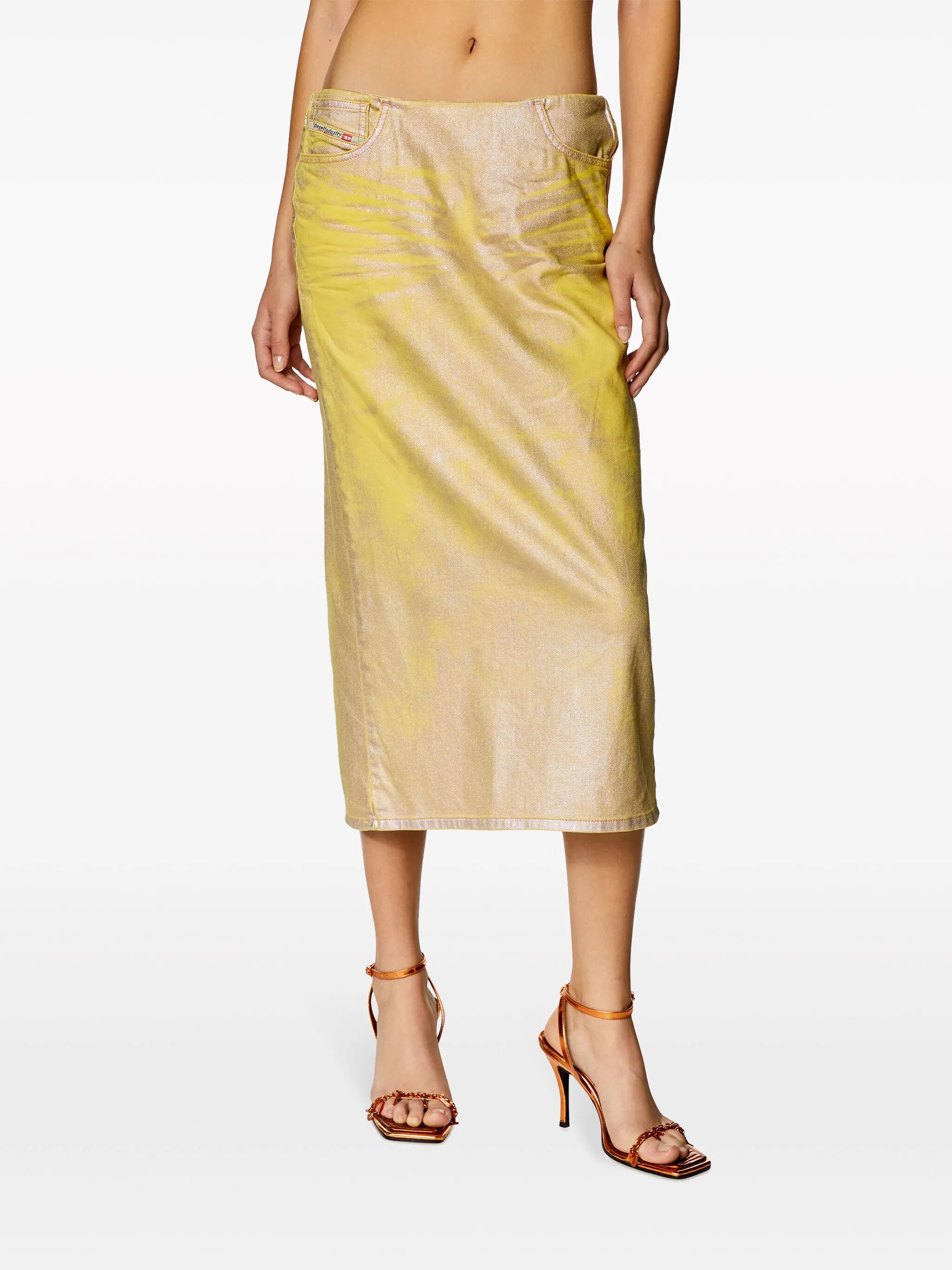 De-Pra-S2 laminated midi skirt