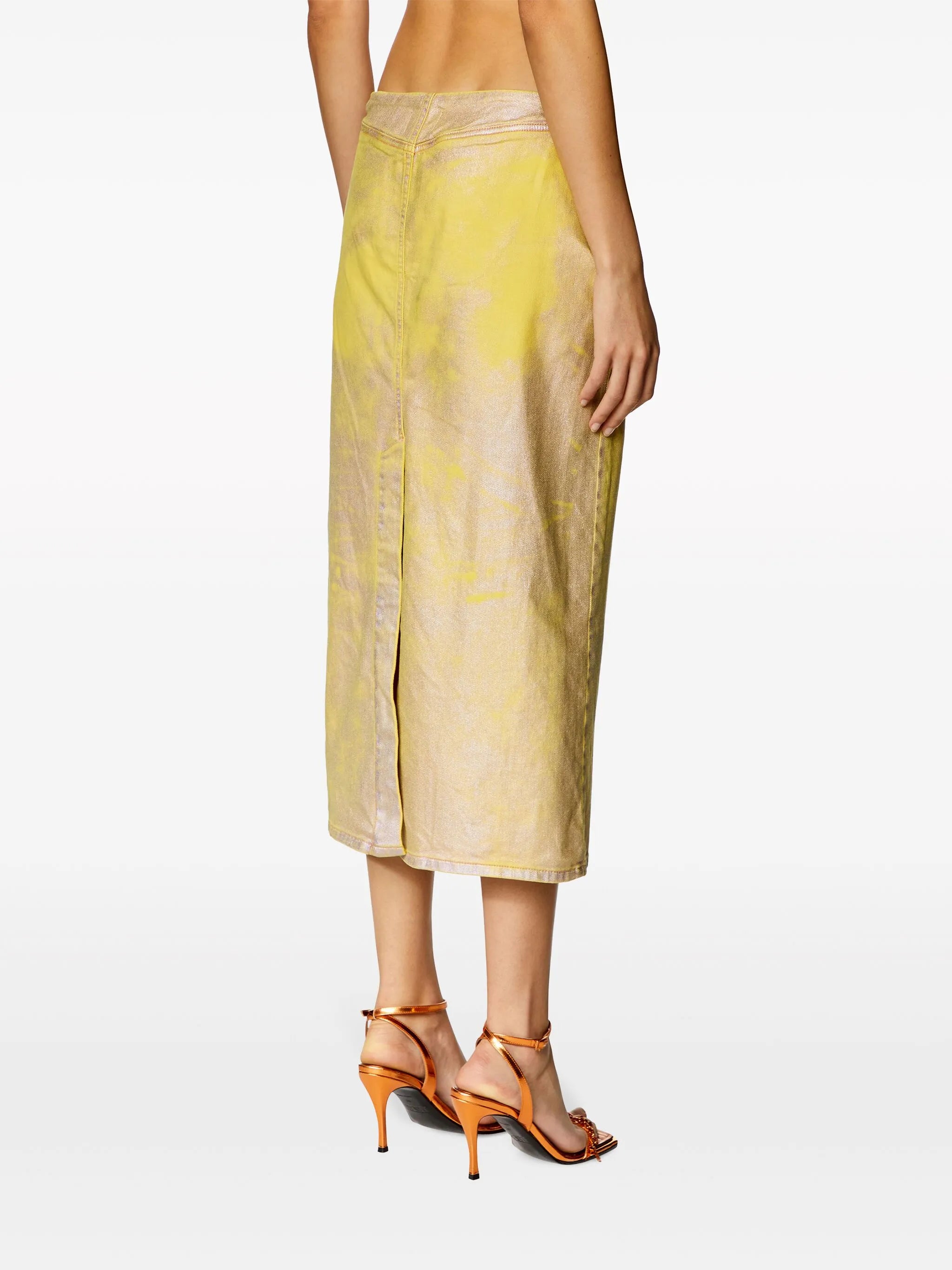 De-Pra-S2 laminated midi skirt