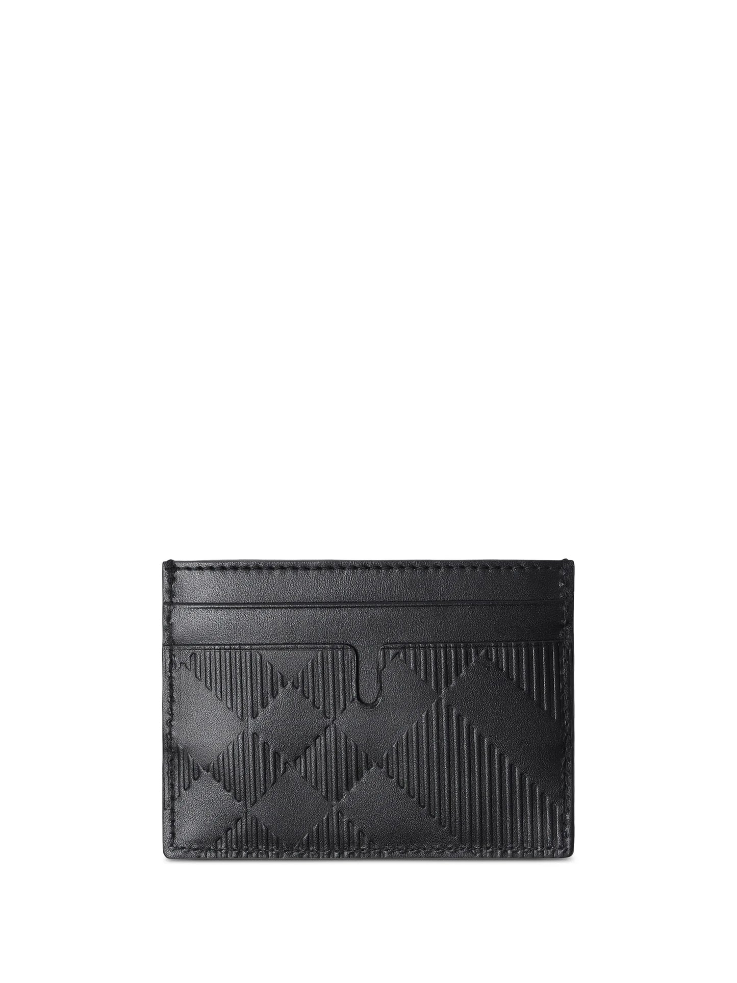 check-pattern leather cardholder