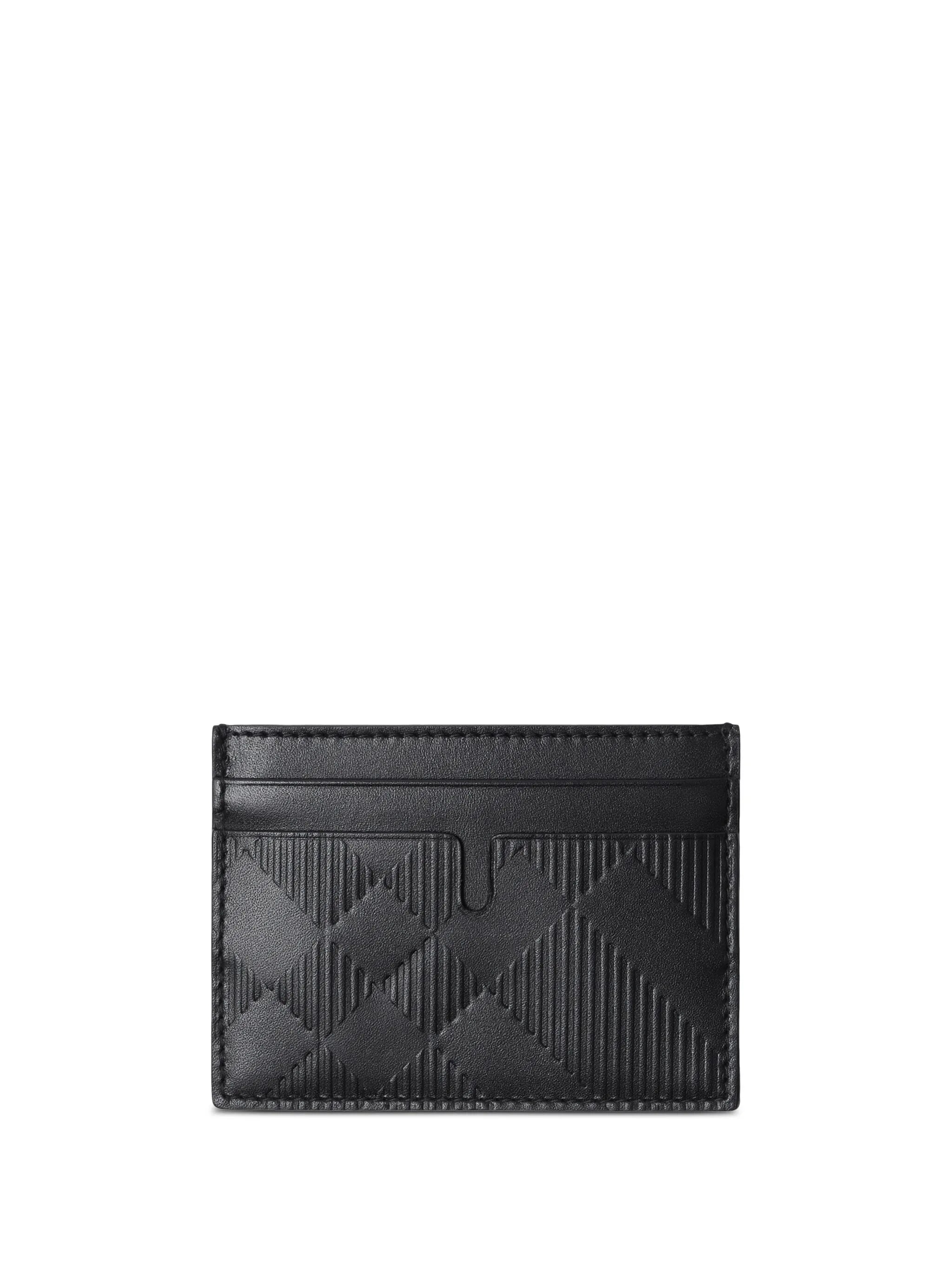 check-pattern leather cardholder