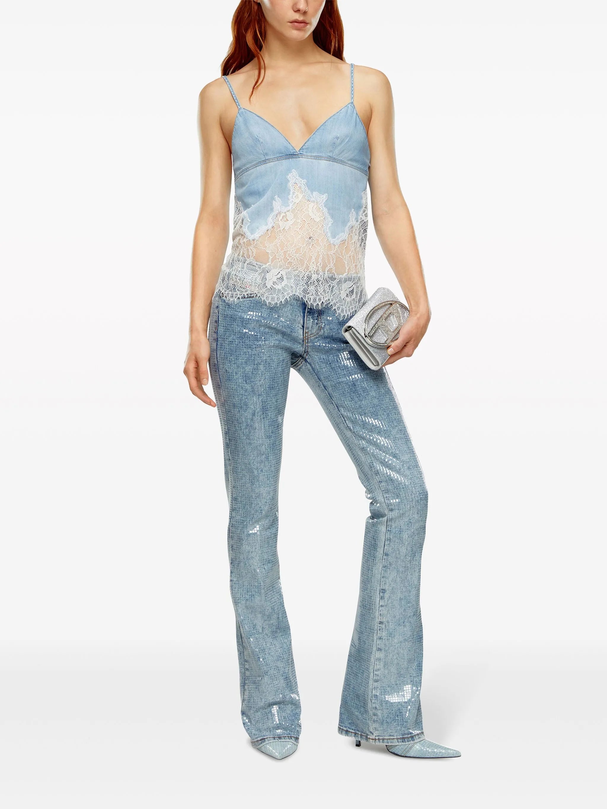 DE-MONY-S DENIM CAMI W LACE INSERT