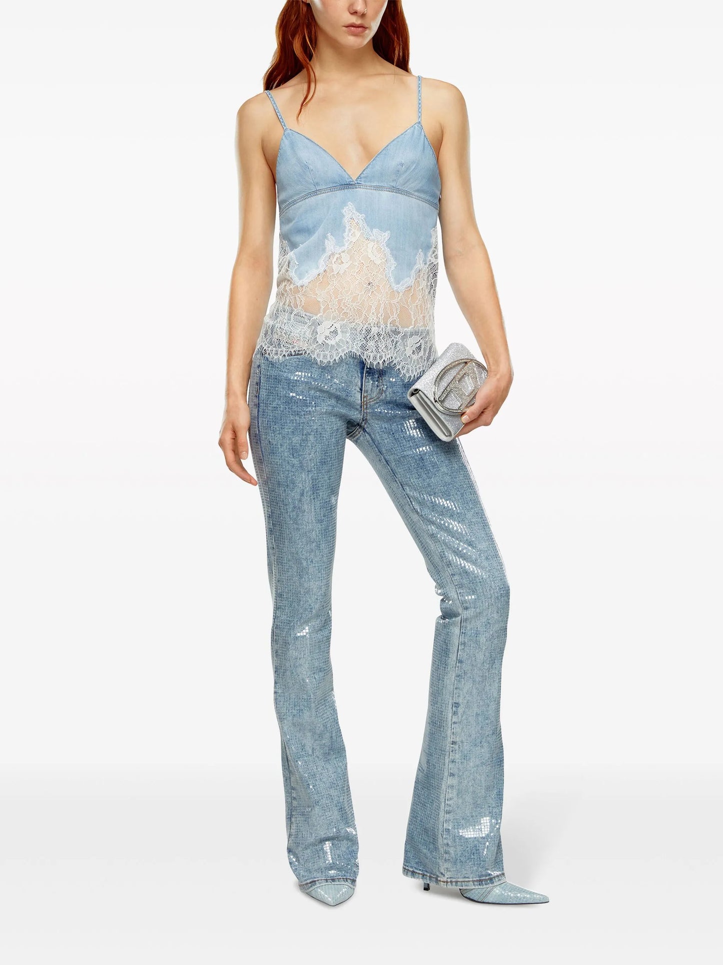 DE-MONY-S DENIM CAMI W LACE INSERT