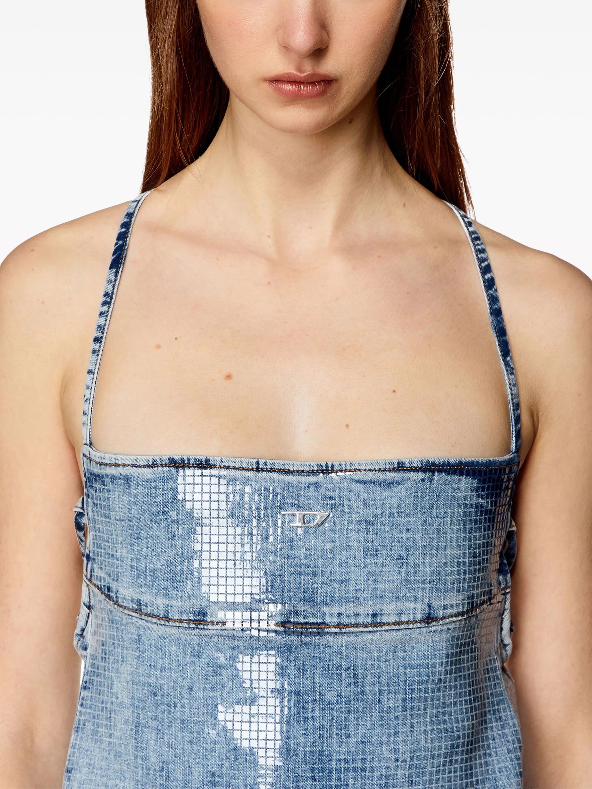De-Held S open-back denim midi dress