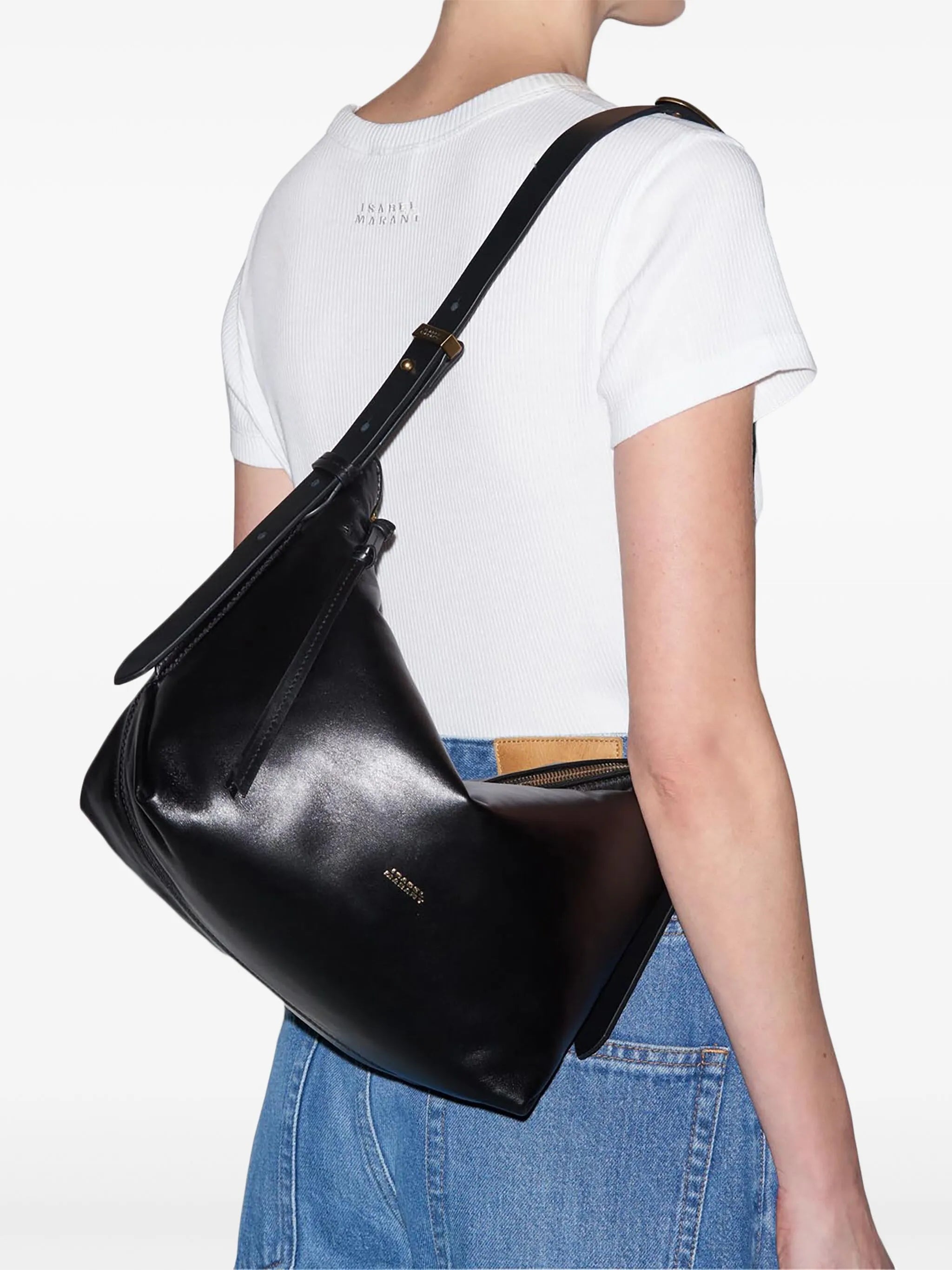 zip leather shoulder bag