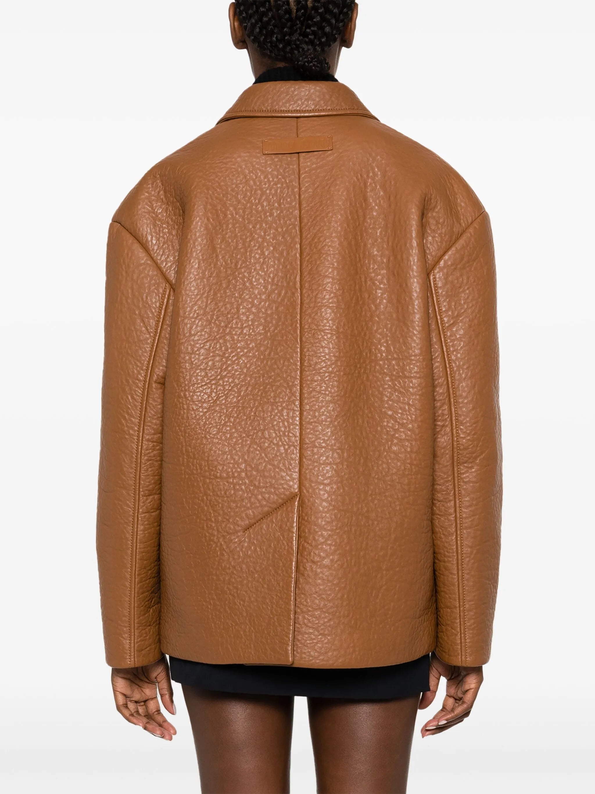 single-breasted leather blazer