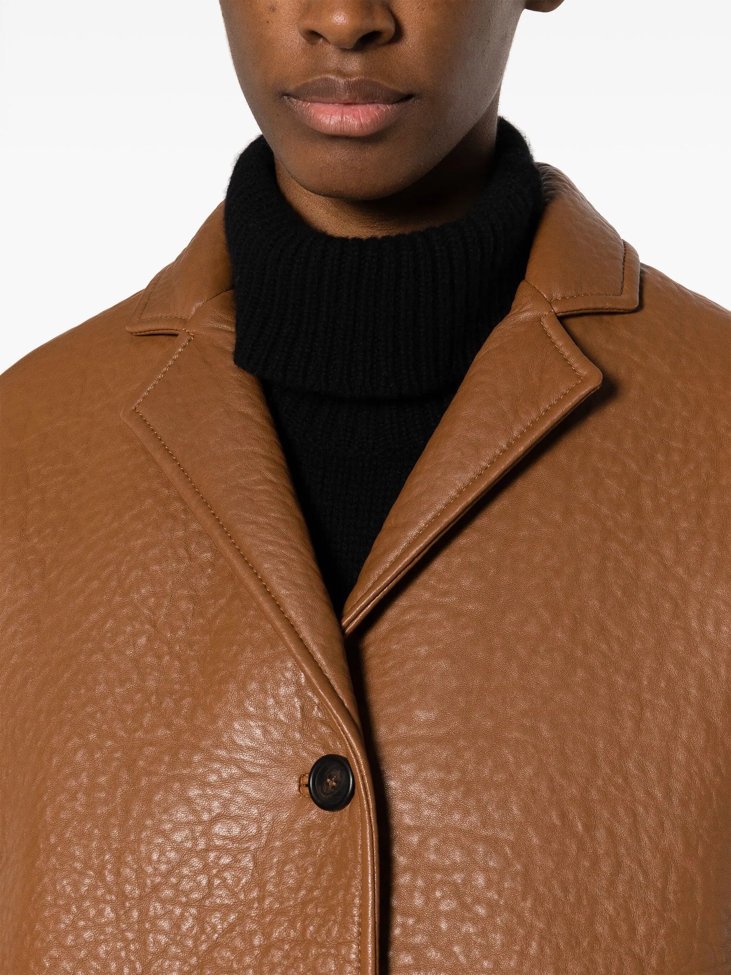 single-breasted leather blazer