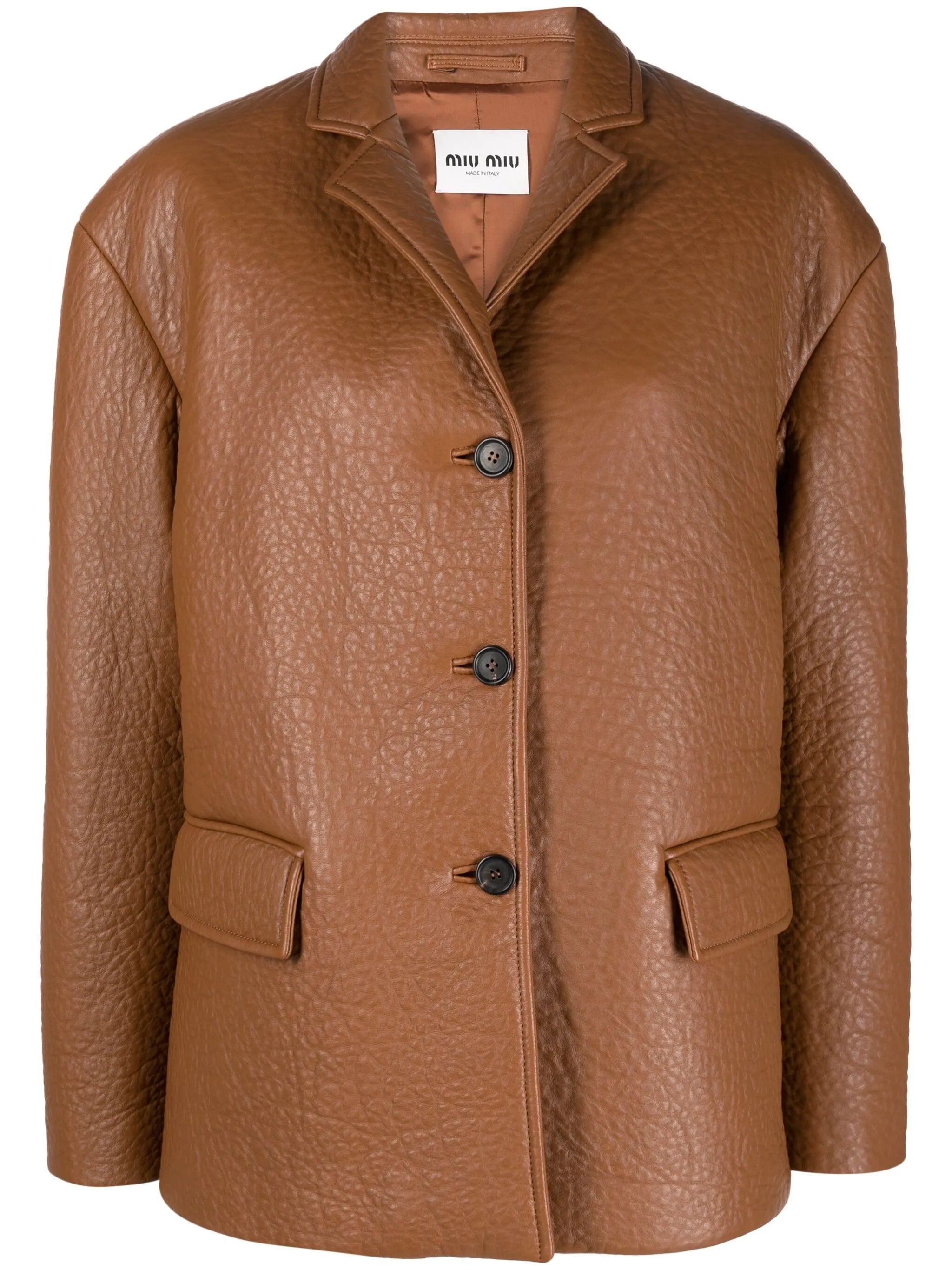 single-breasted leather blazer
