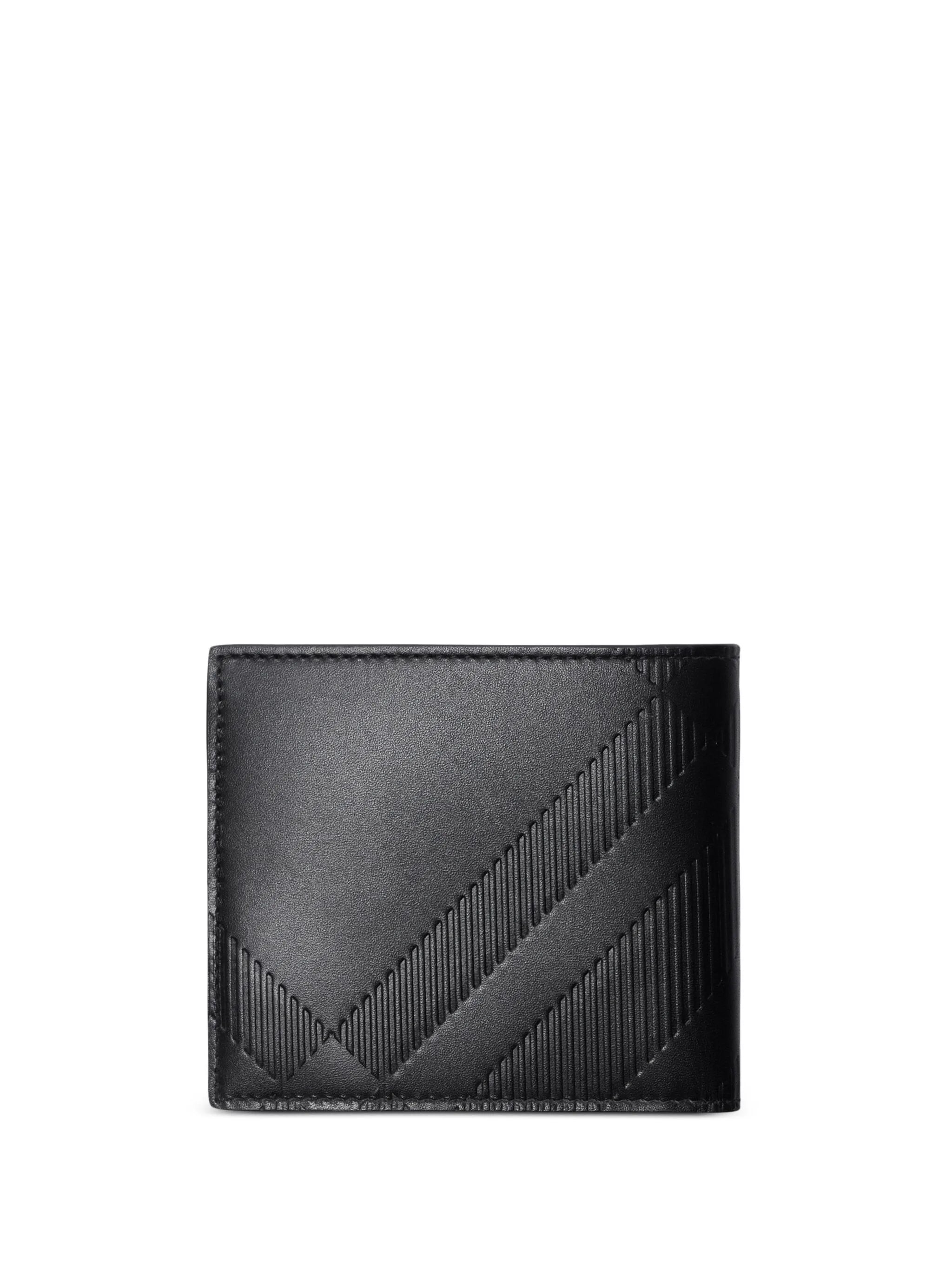 embossed-check leather wallet