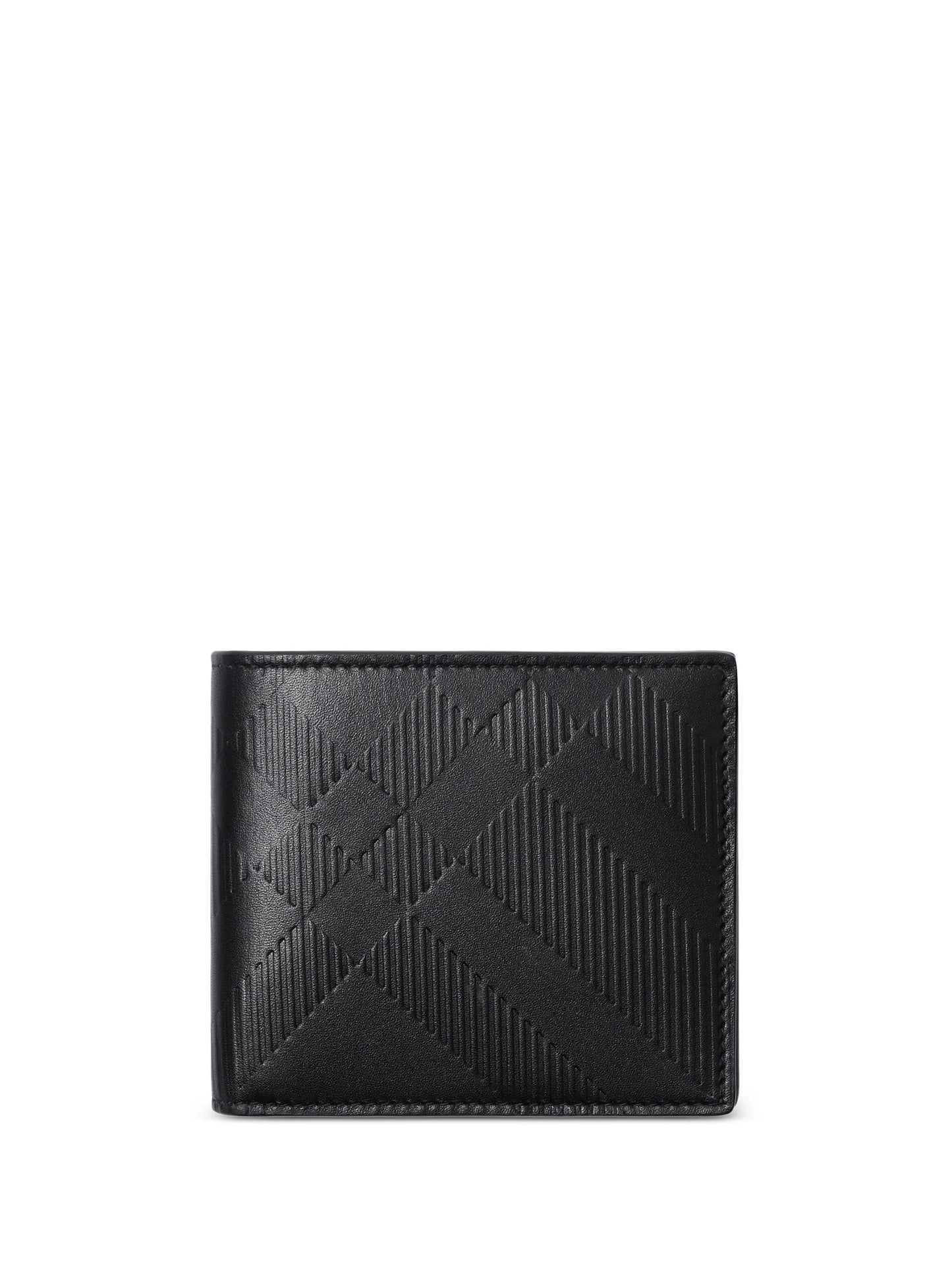 embossed-check leather wallet