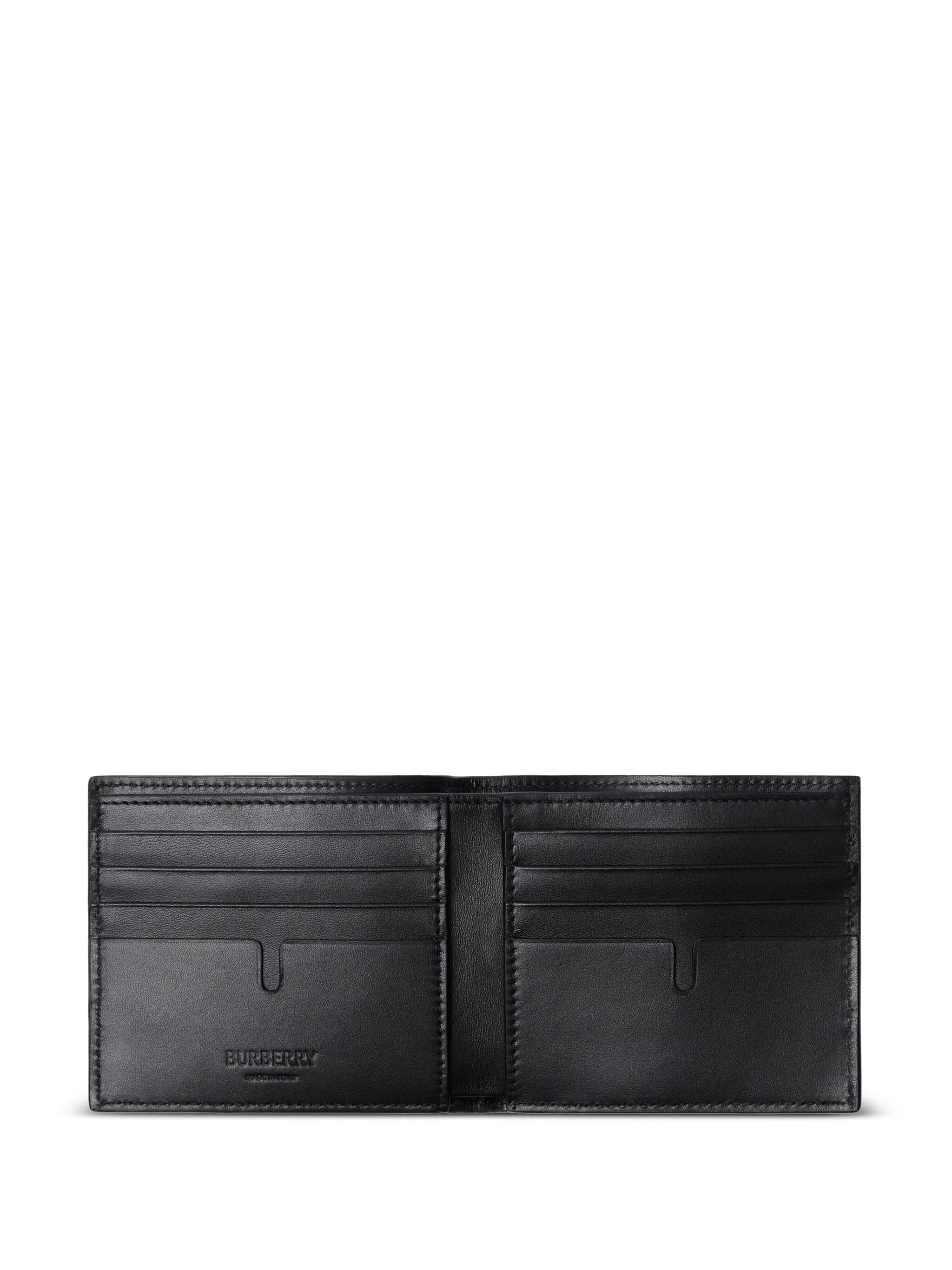 embossed-check leather wallet