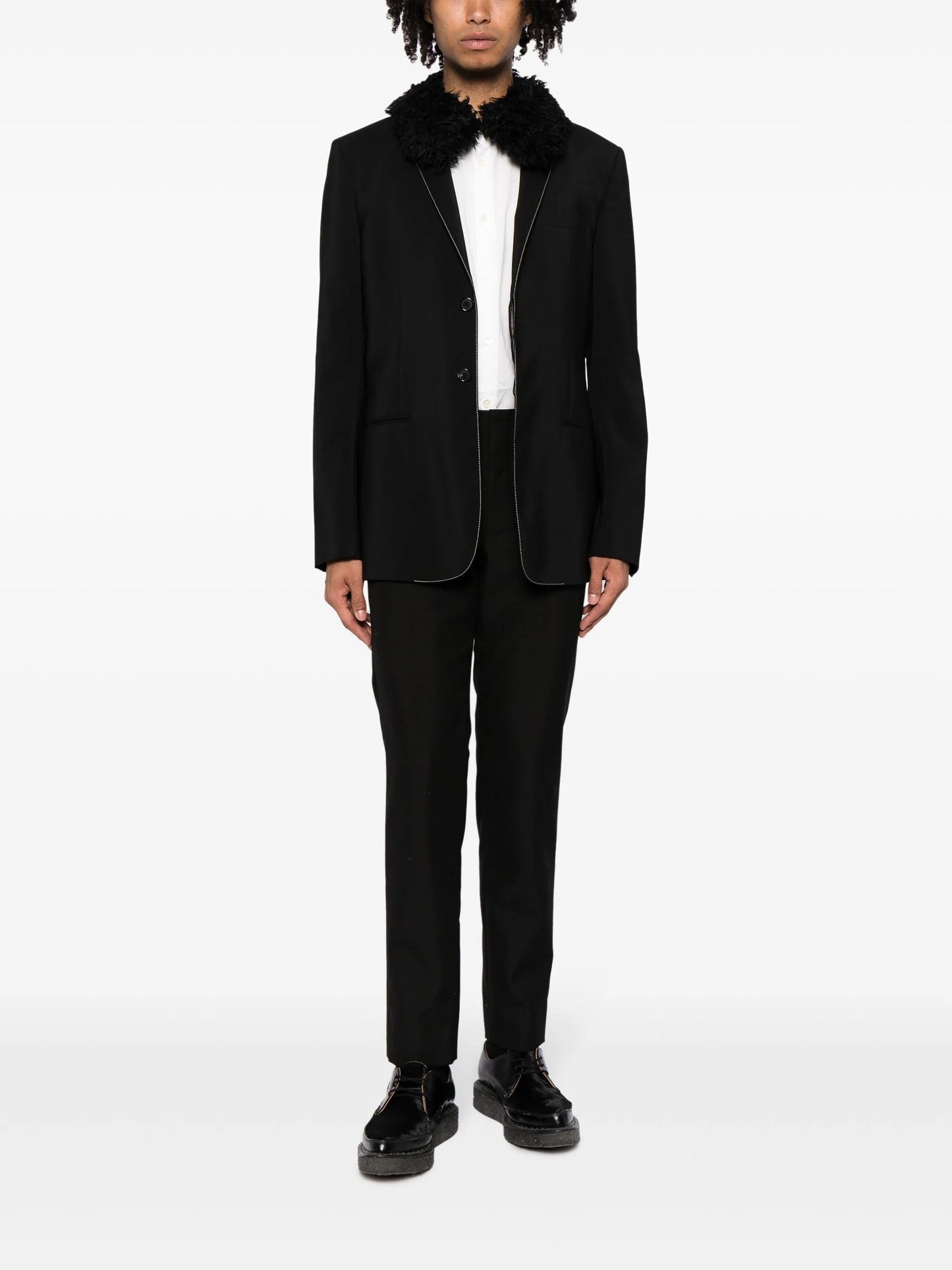 pressed-crease tailored trousers