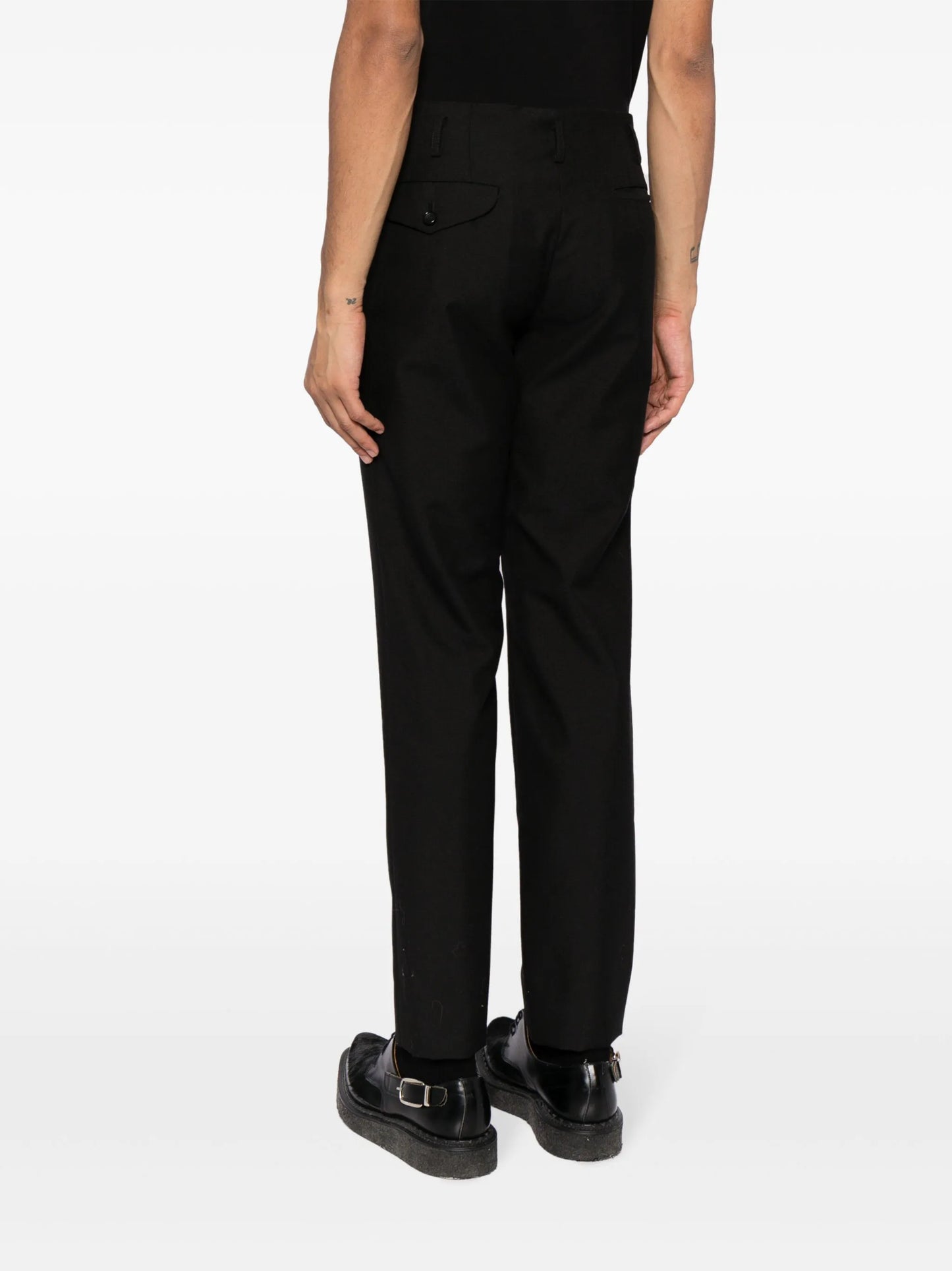 pressed-crease tailored trousers