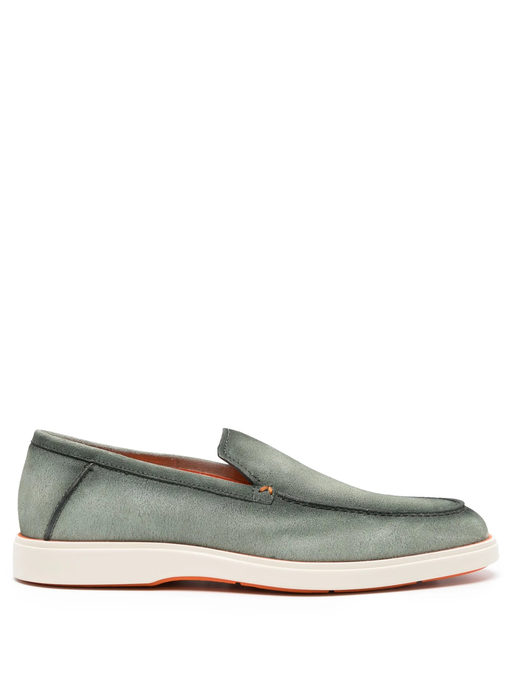 whipstitch-trim suede loafers