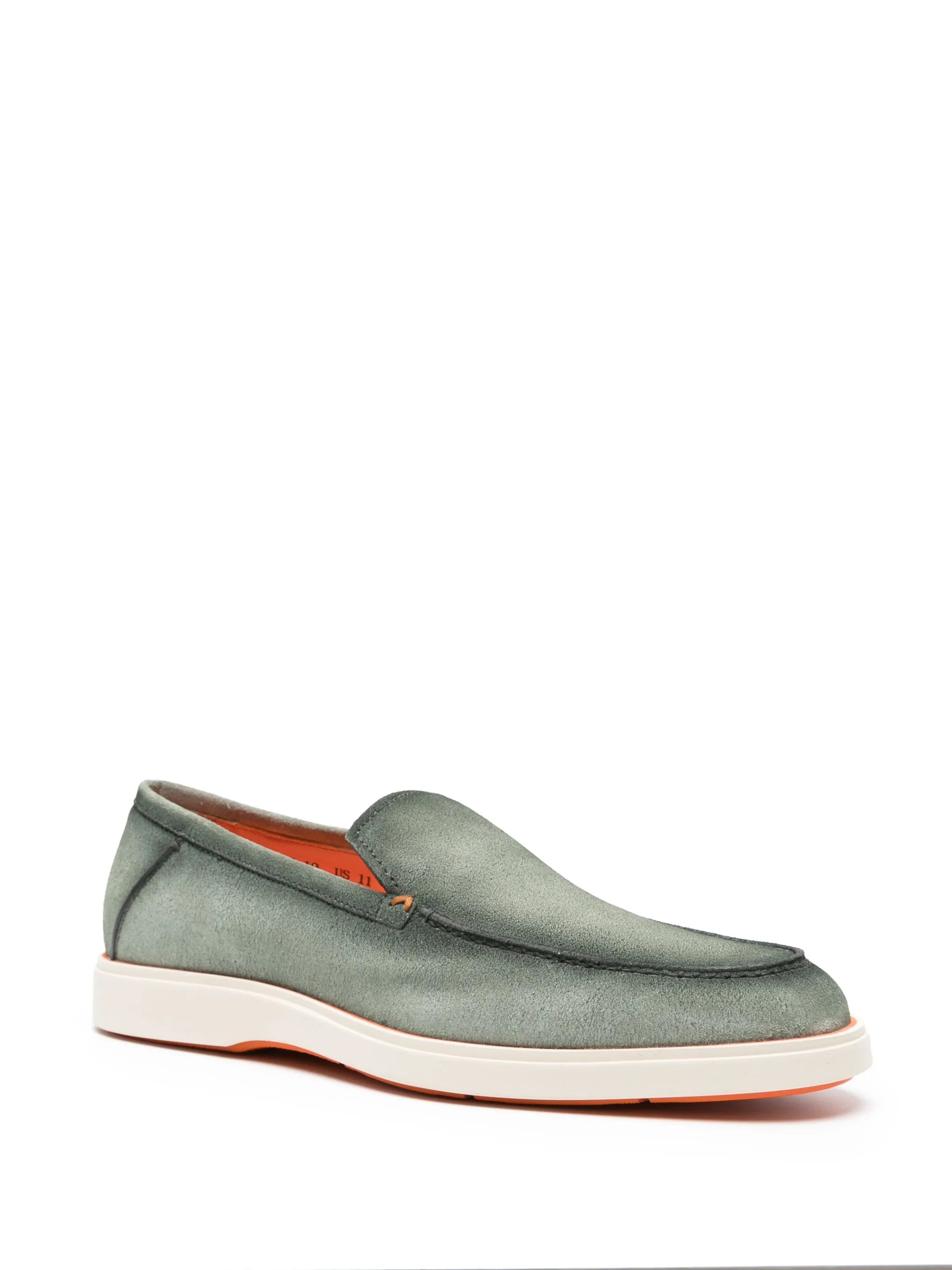 whipstitch-trim suede loafers