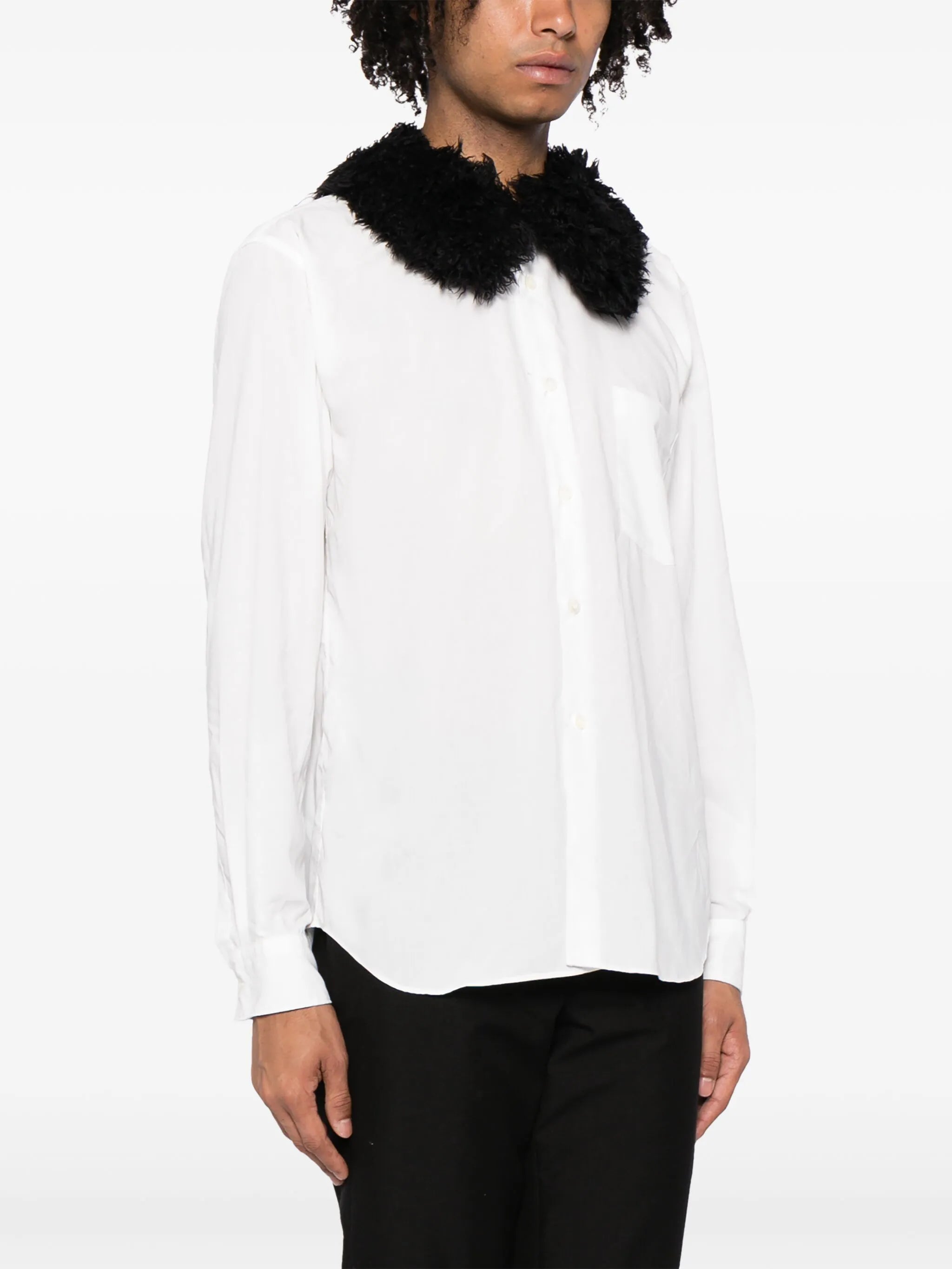 two-tone contrast-collar shirt