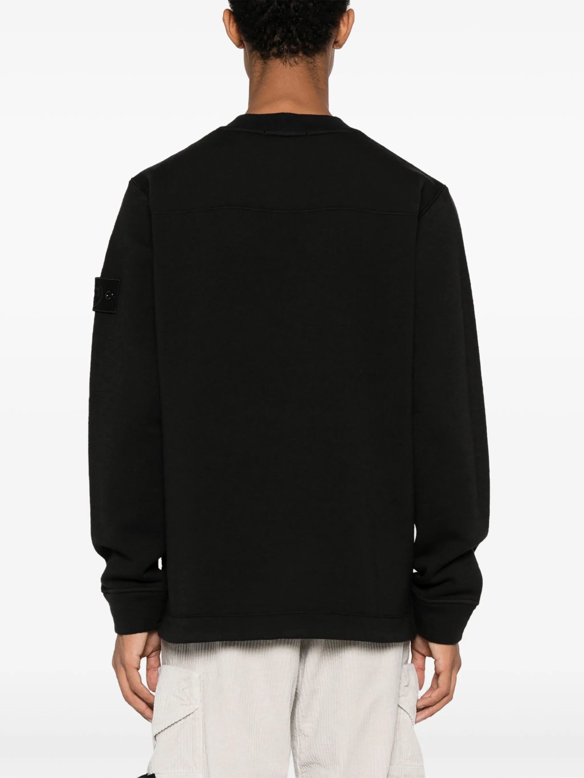 Compass-patch crew-neck jumper
