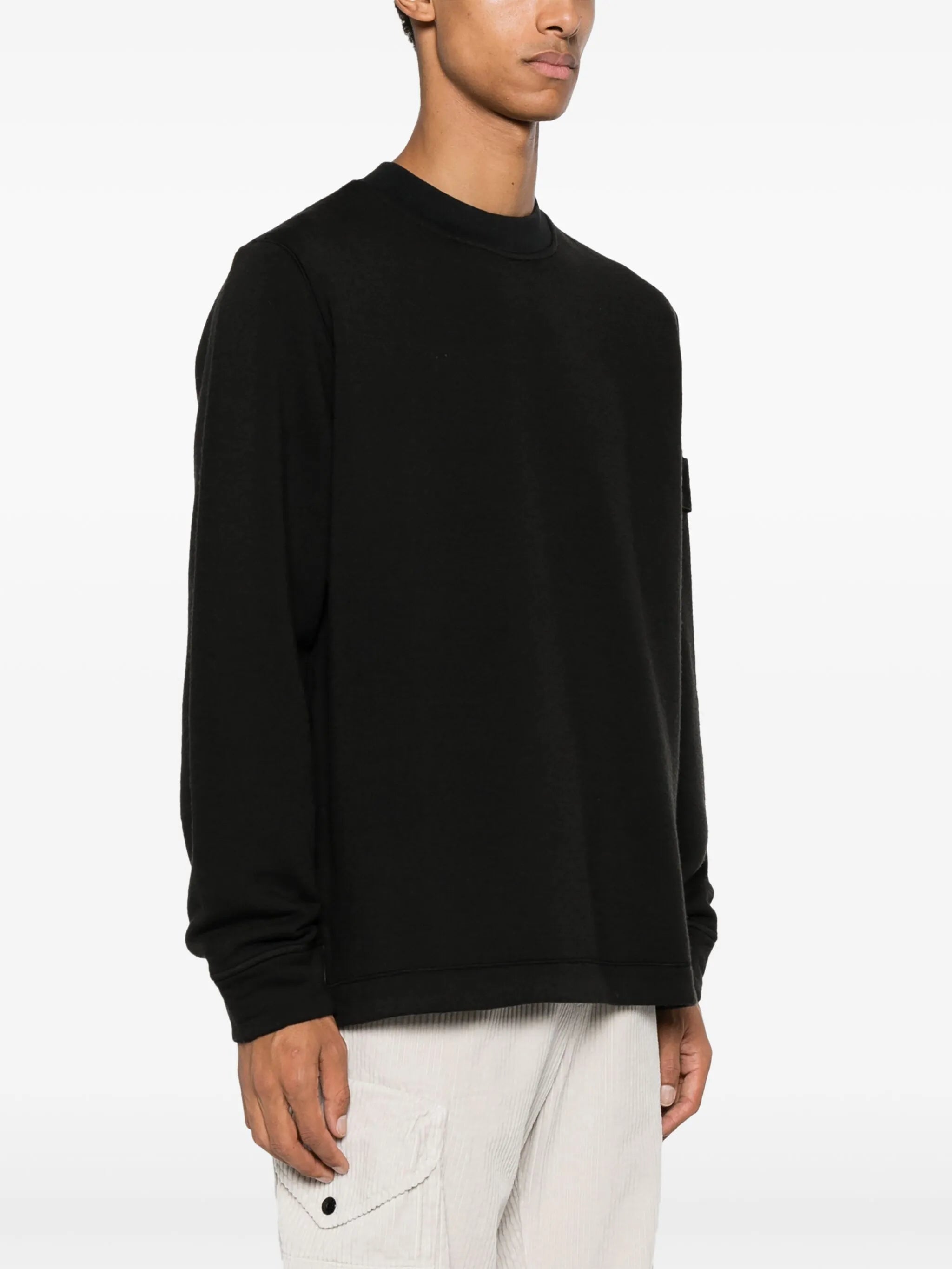 Compass-patch crew-neck jumper