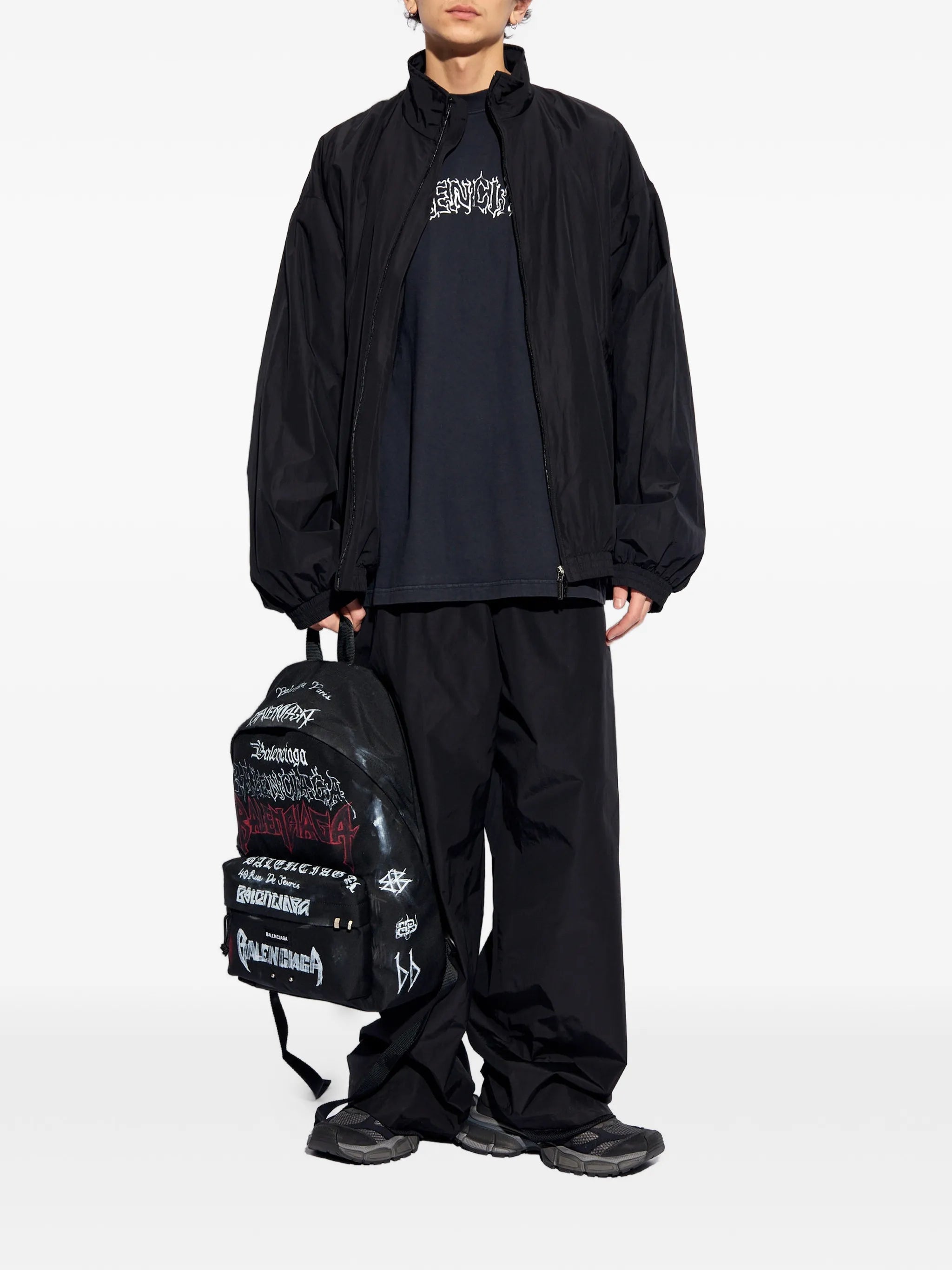wide-leg technical poplin track pants