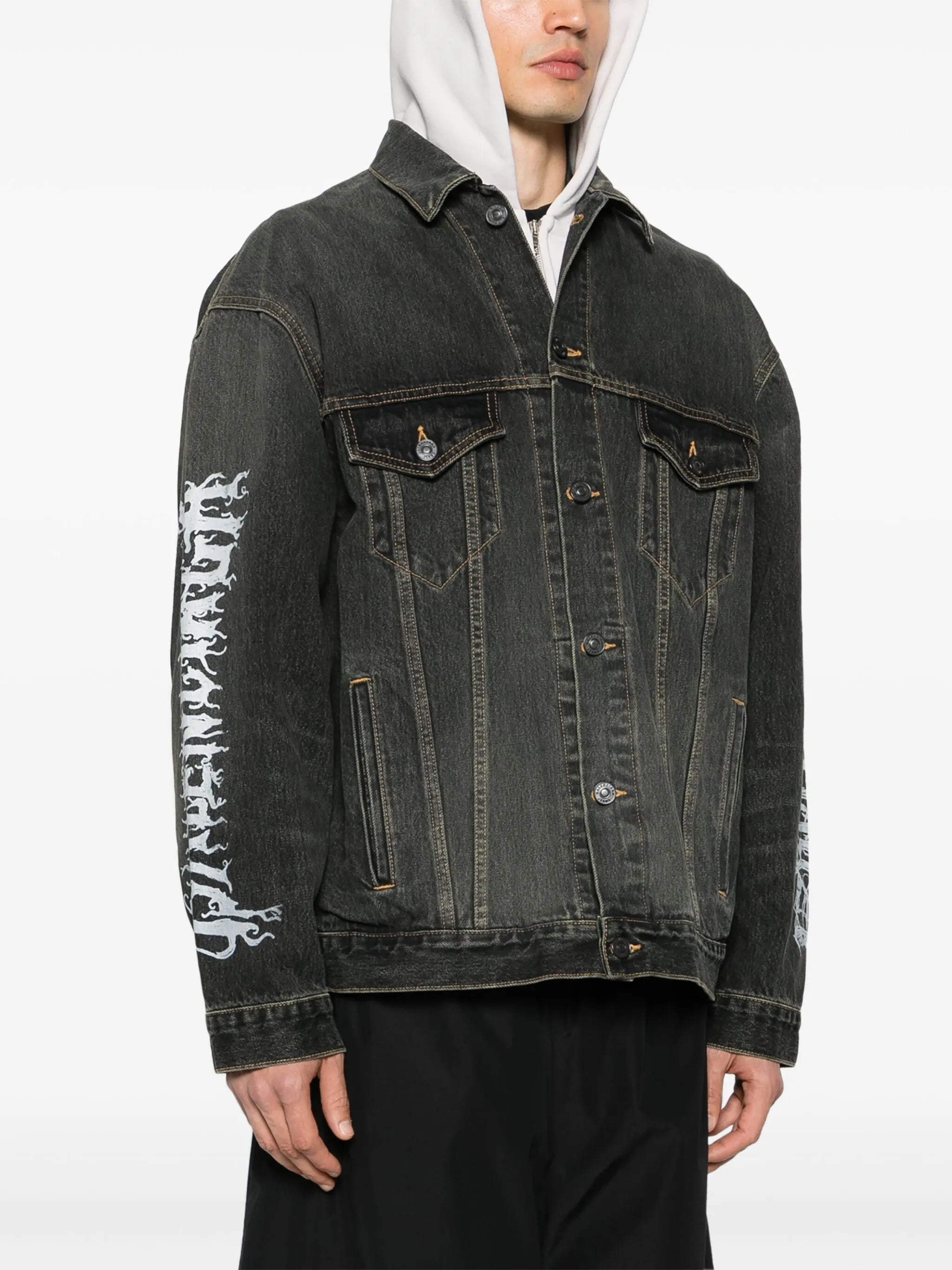 logo-print denim jacket