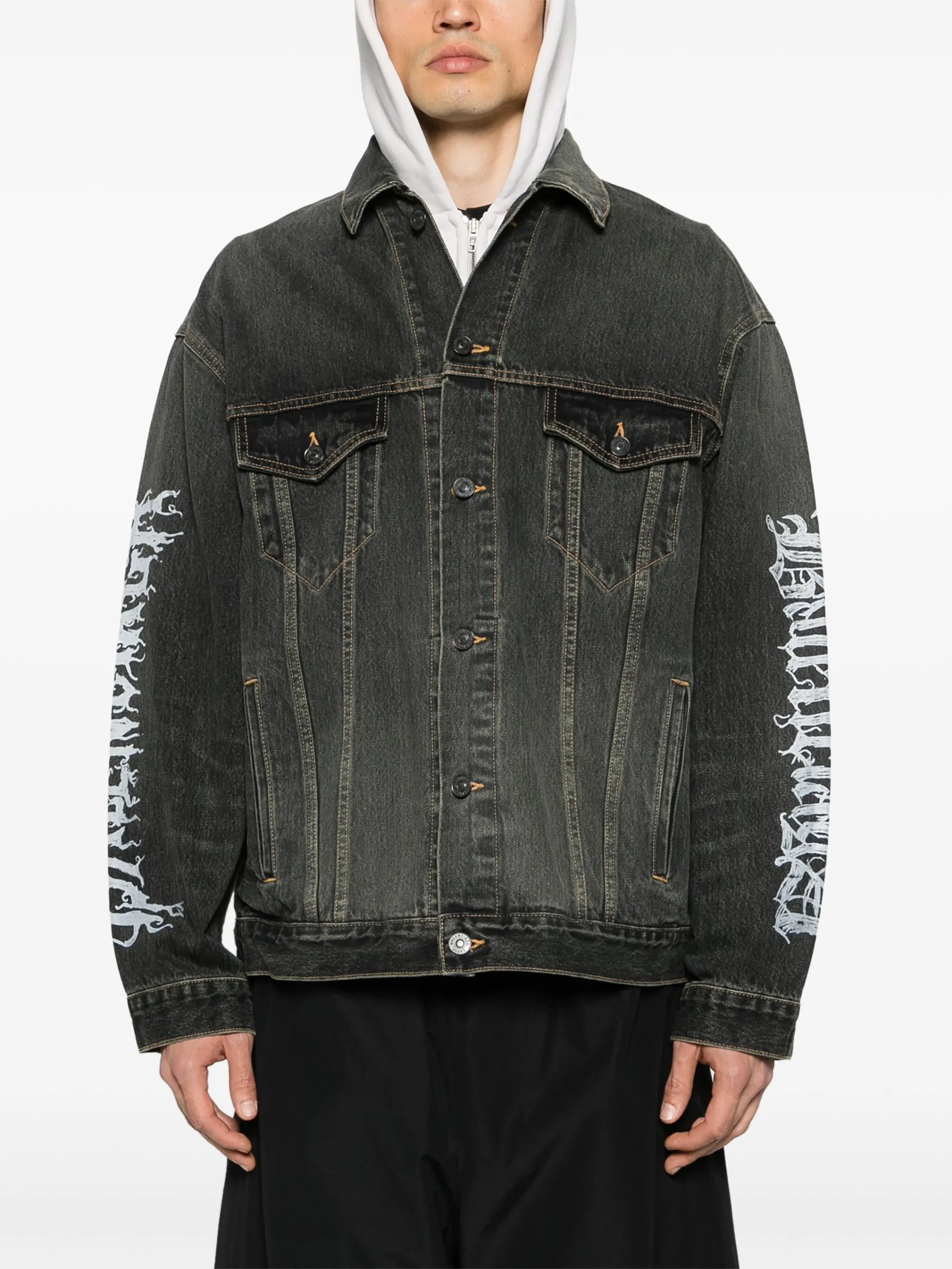 logo-print denim jacket