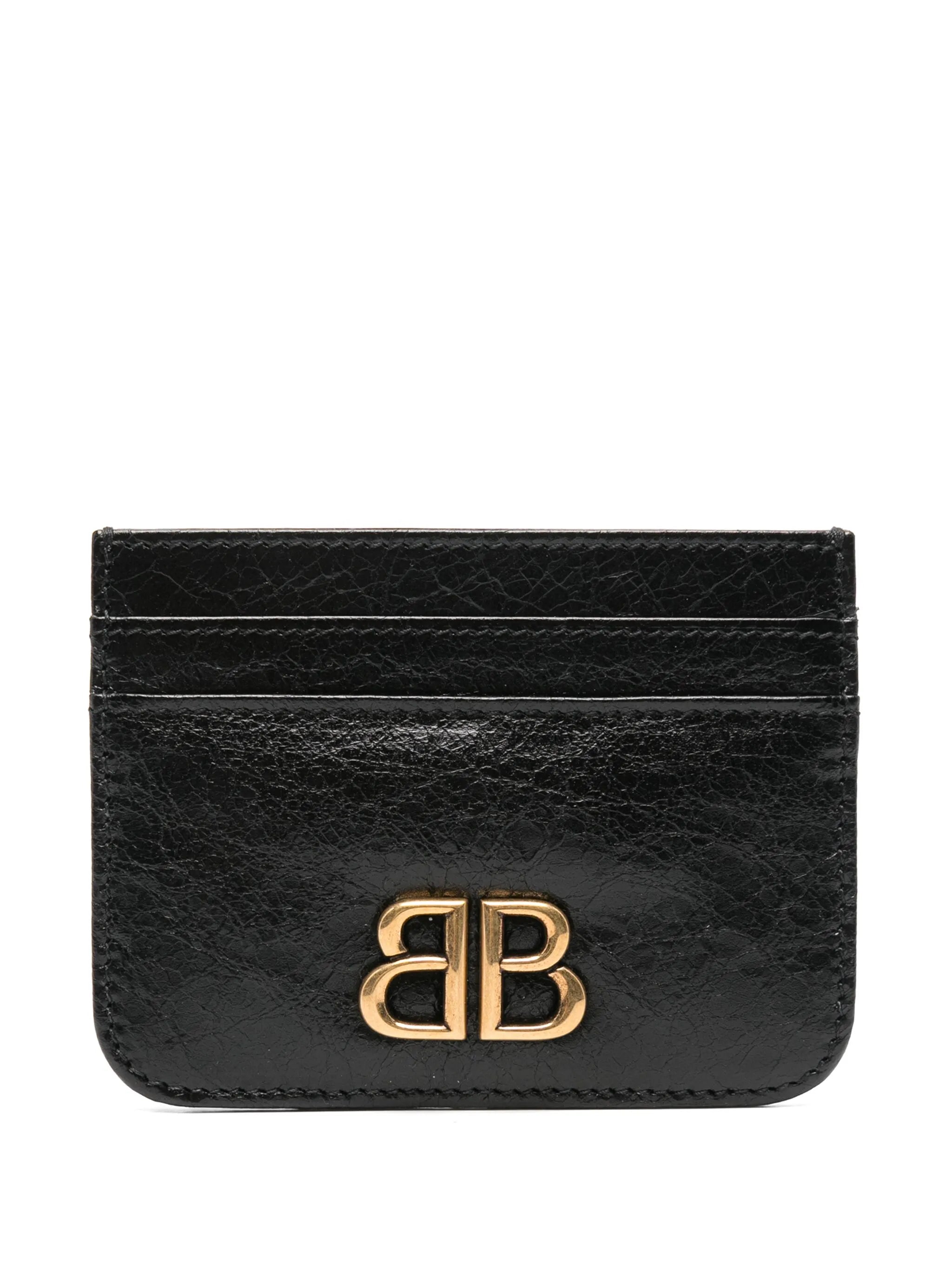 logo-plaque leather cardholder