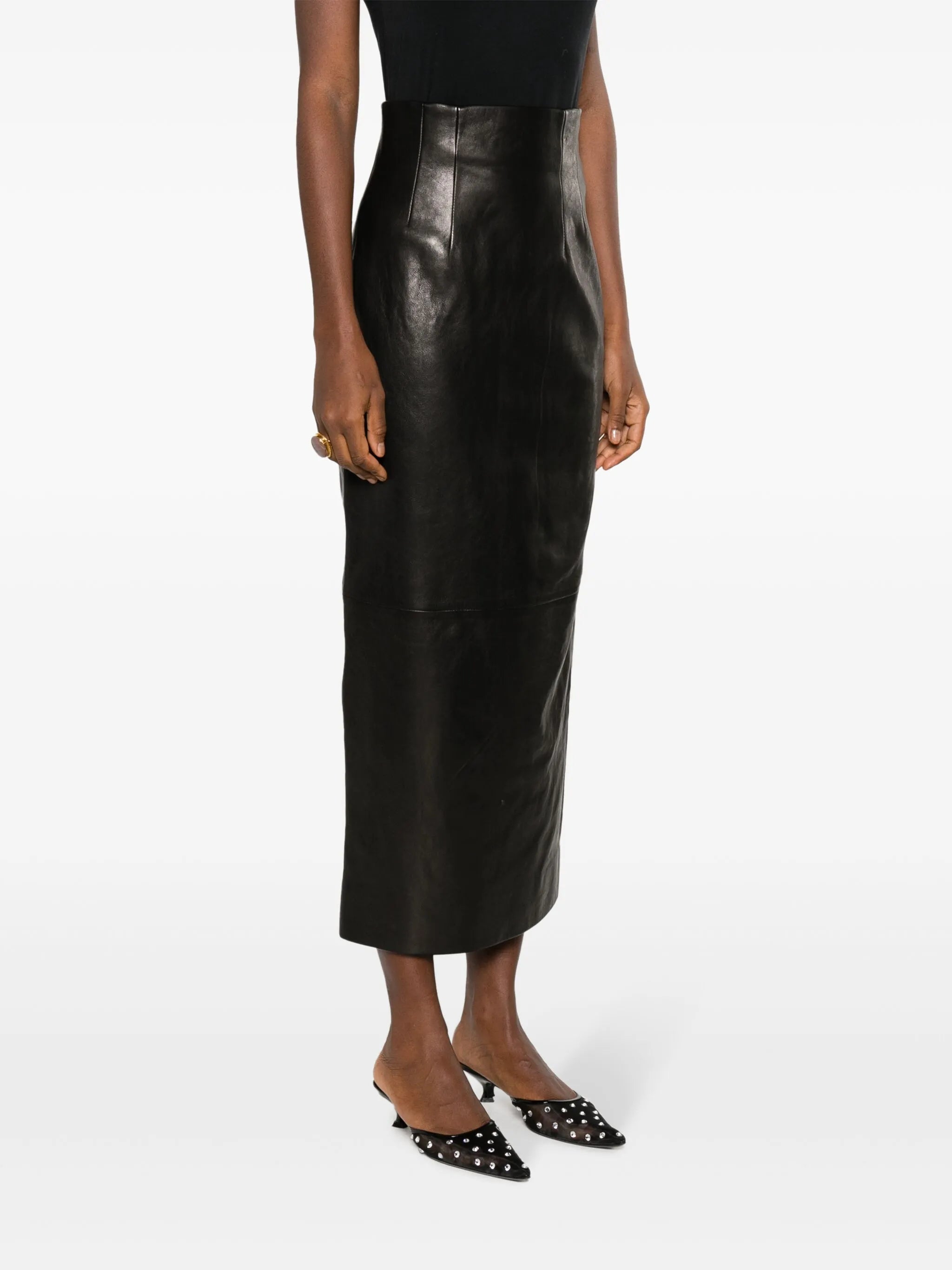 The Loxley leather midi skirt
