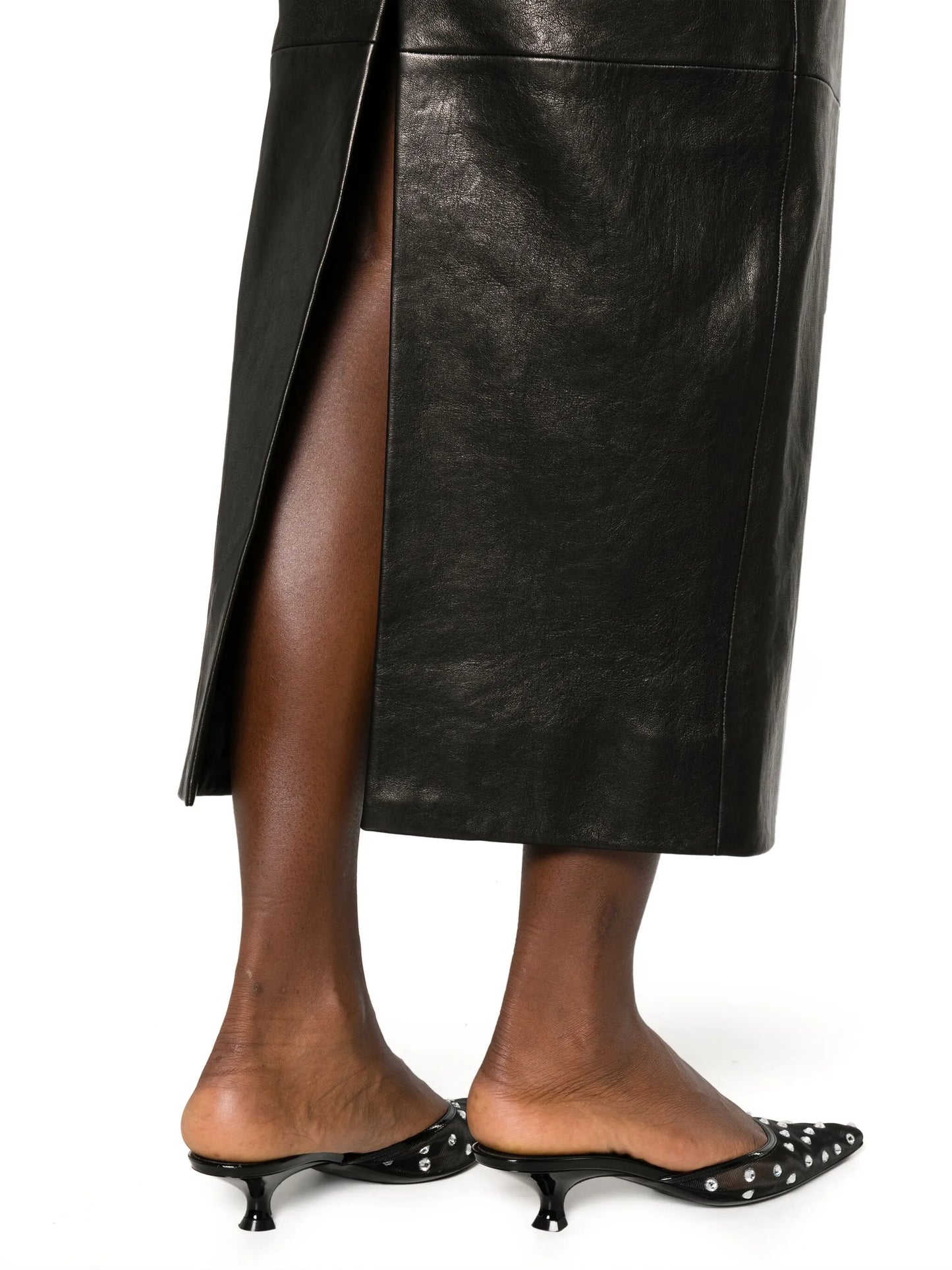 The Loxley leather midi skirt