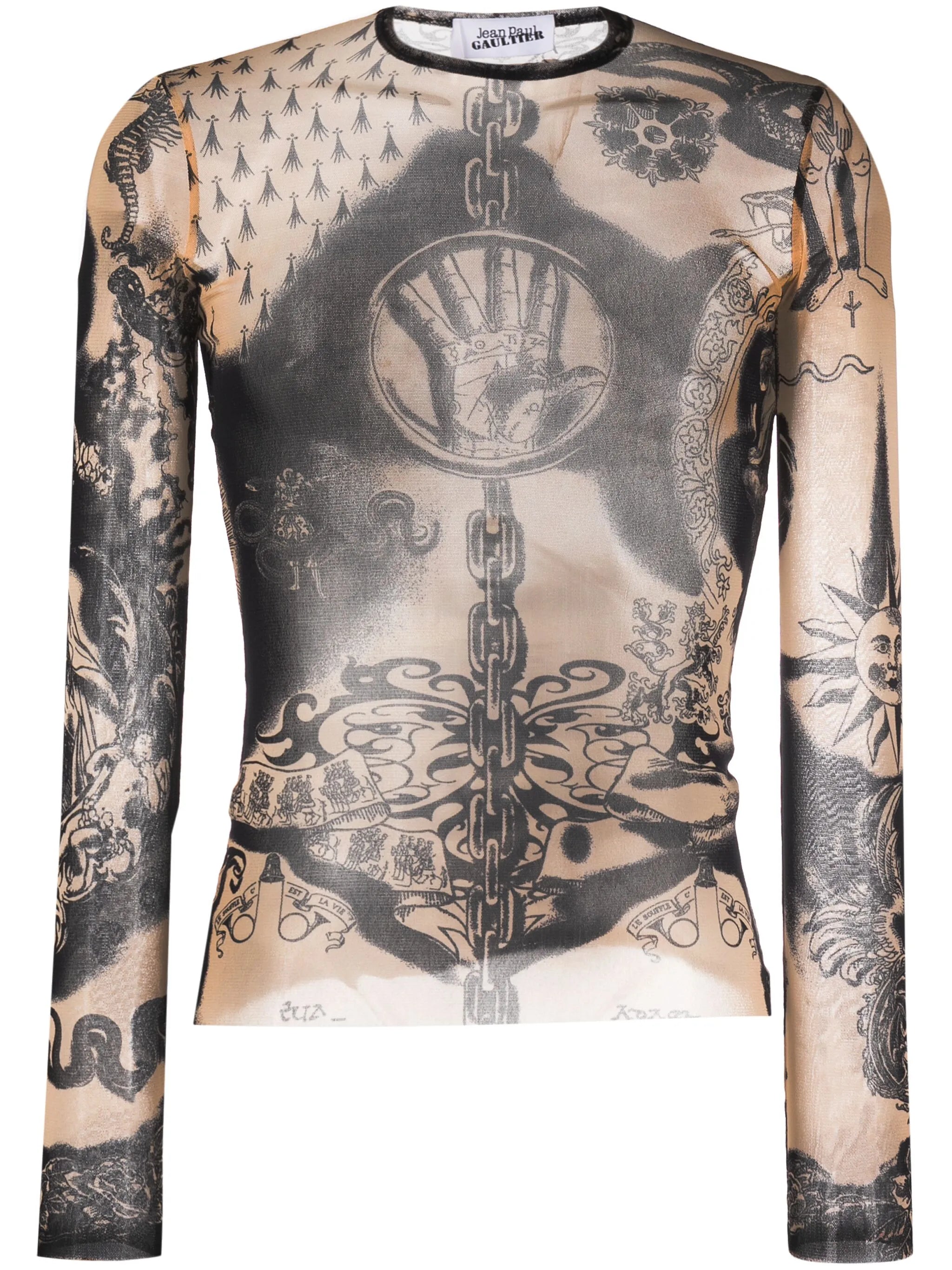 Tattoo-print mesh top