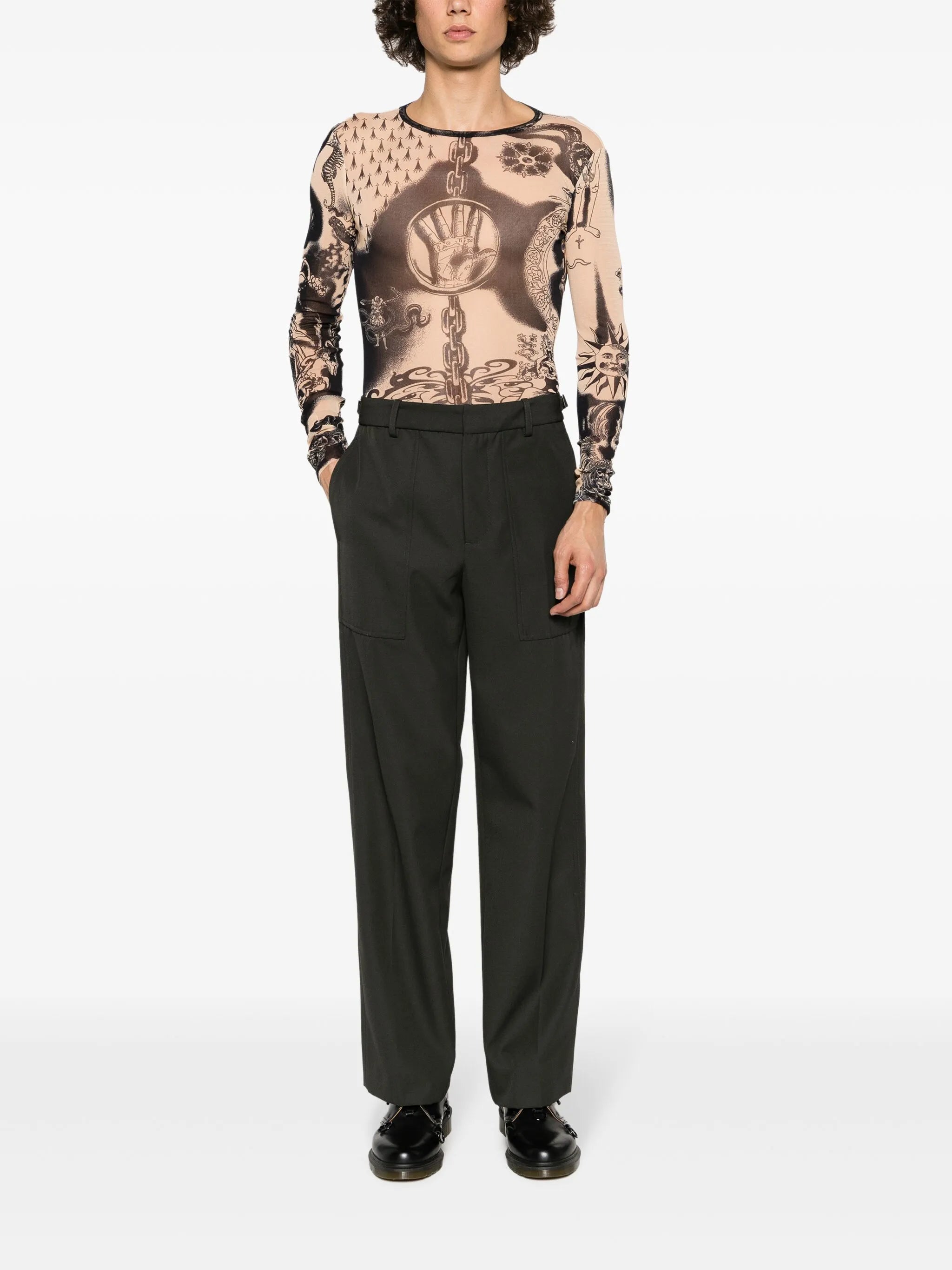 Tattoo-print mesh top