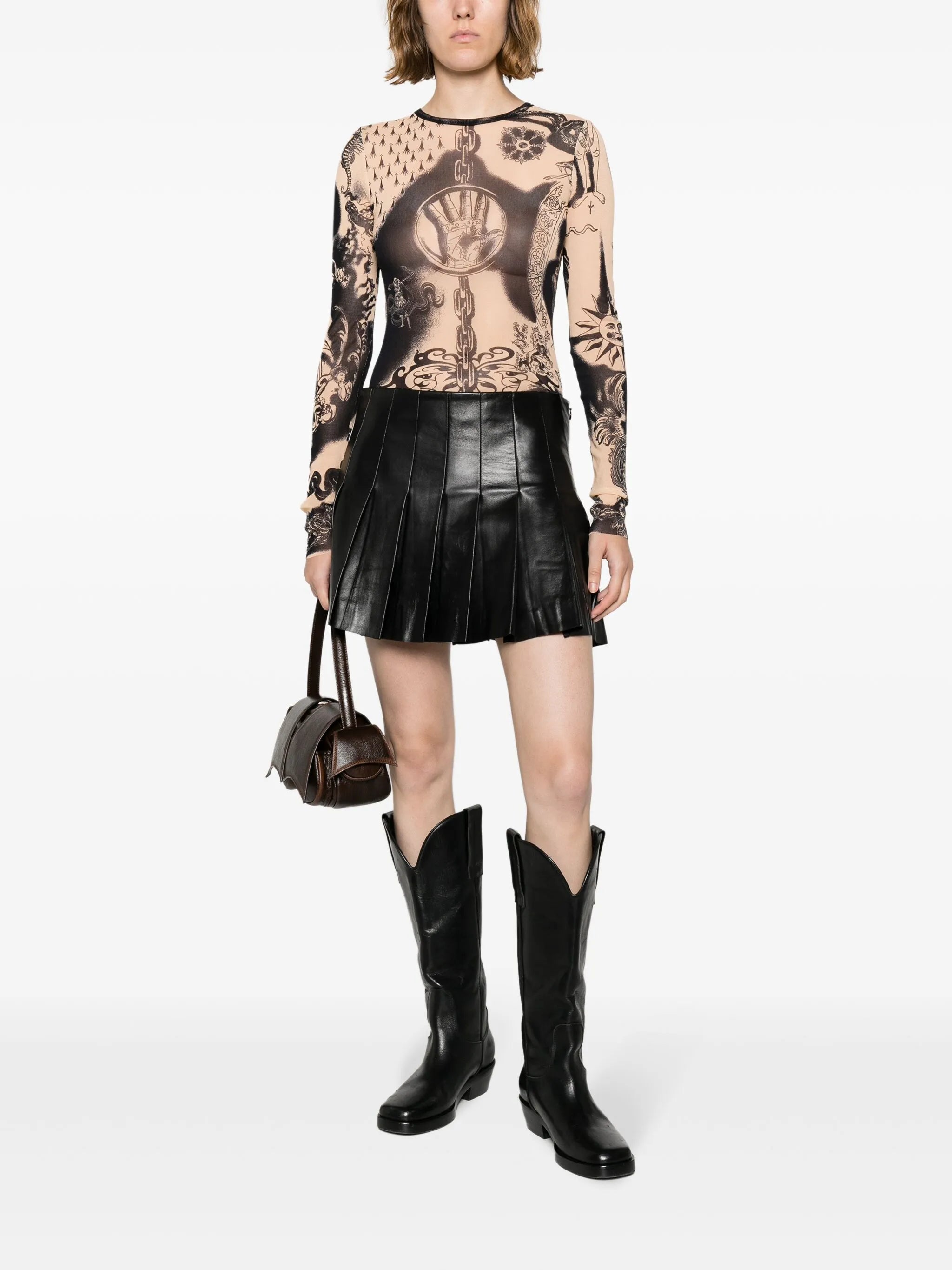 Tattoo-print mesh top