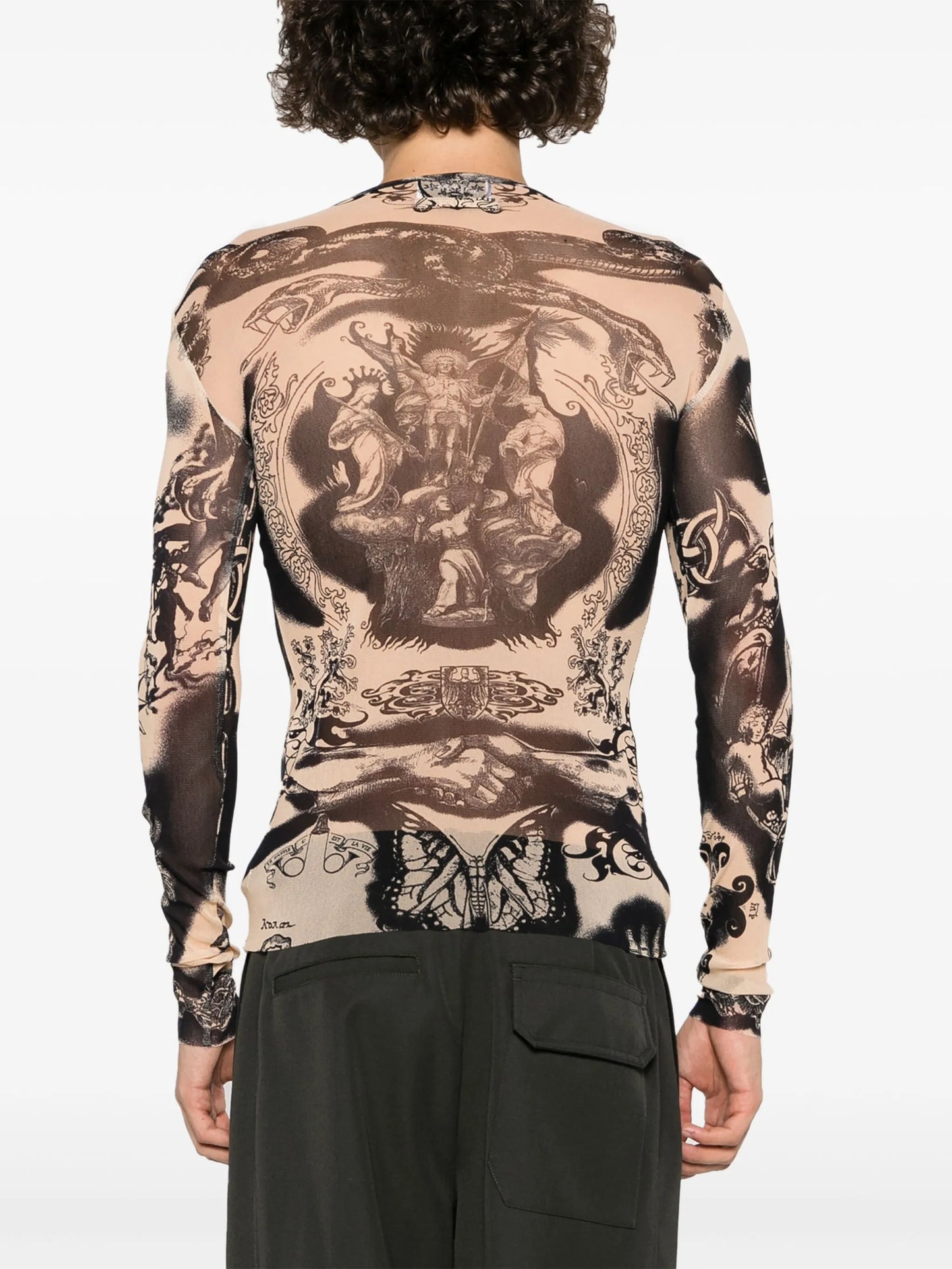Tattoo-print mesh top