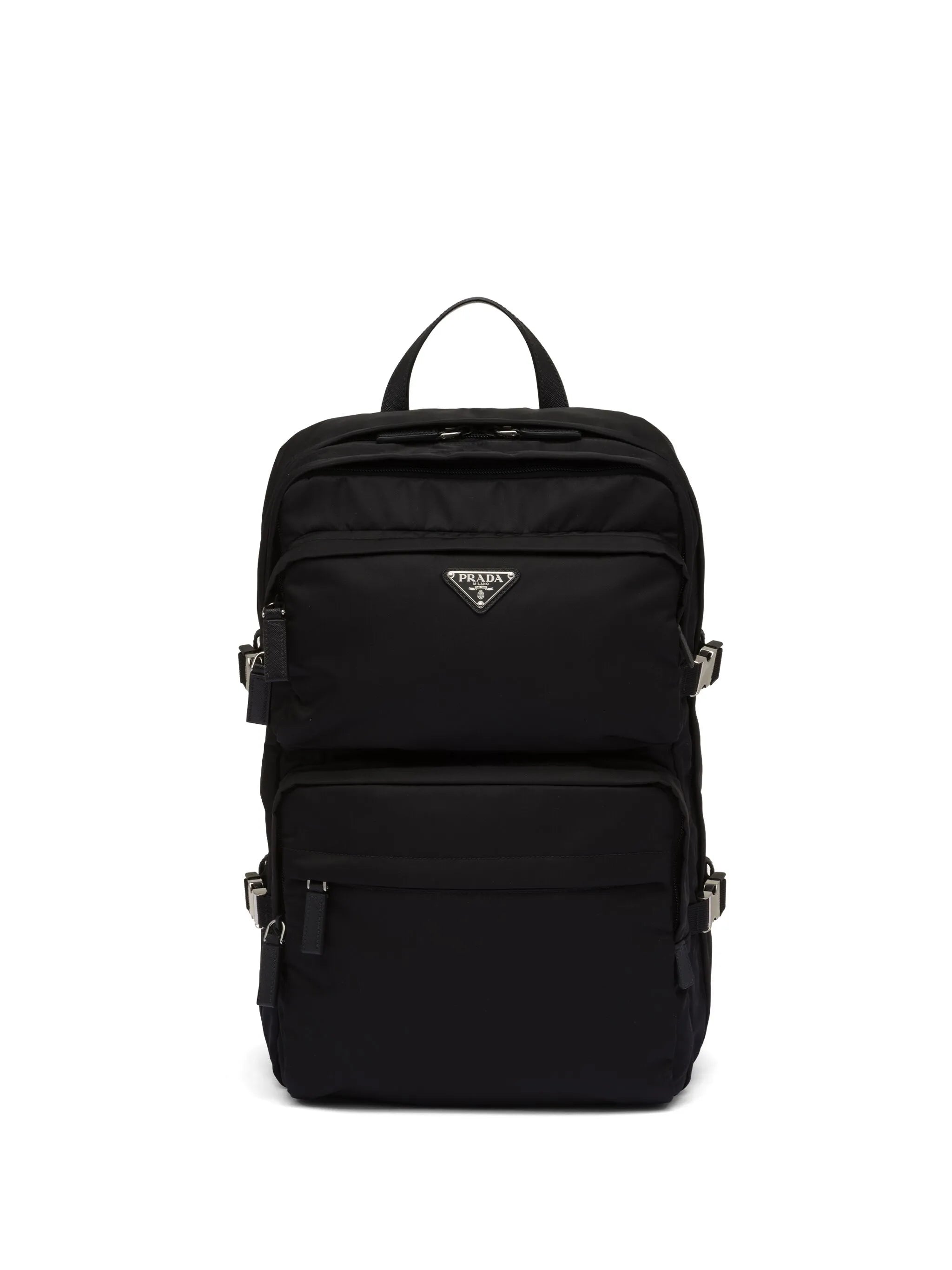 Re-Nylon and saffiano leather backpack