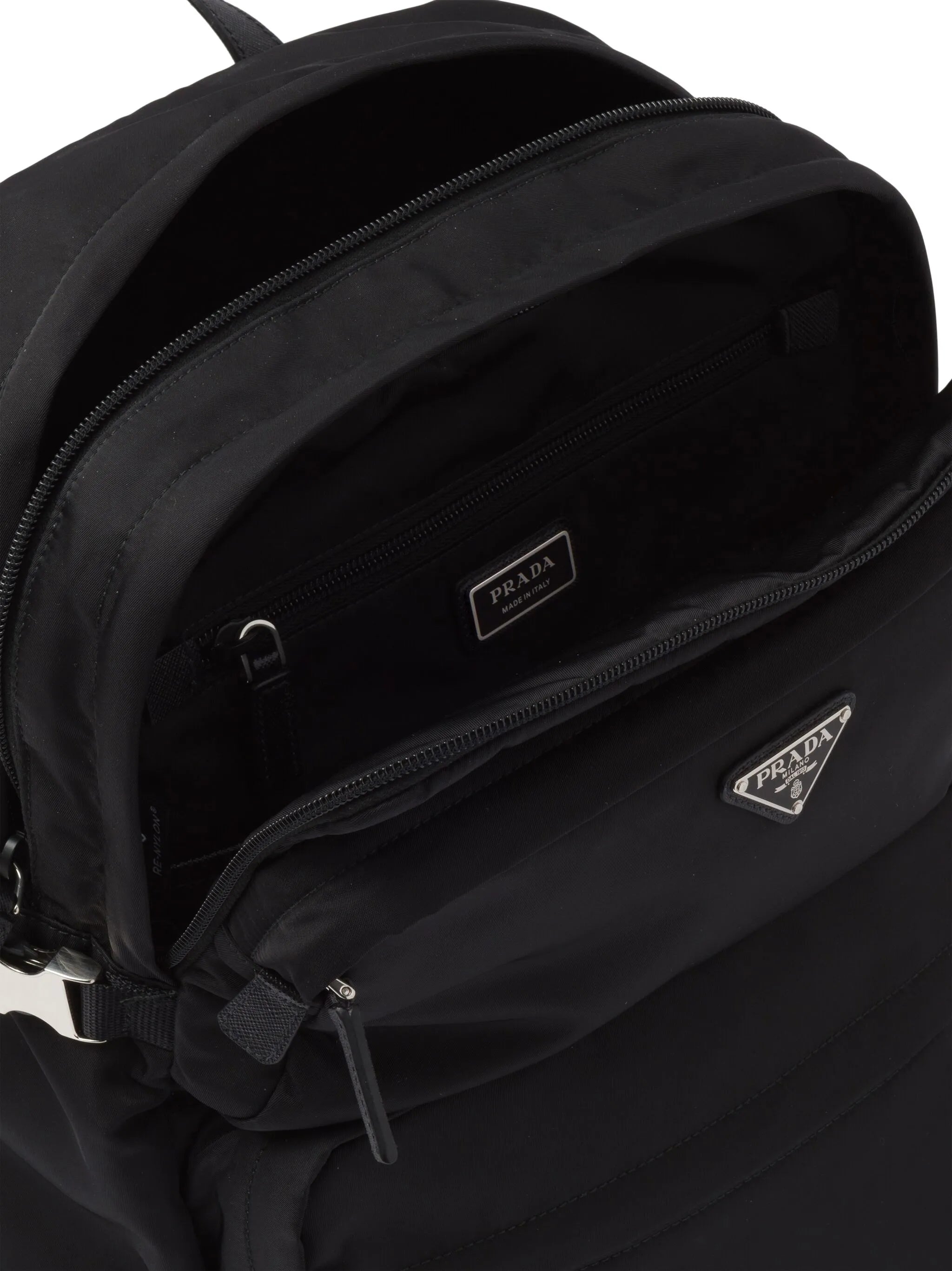 Re-Nylon and saffiano leather backpack