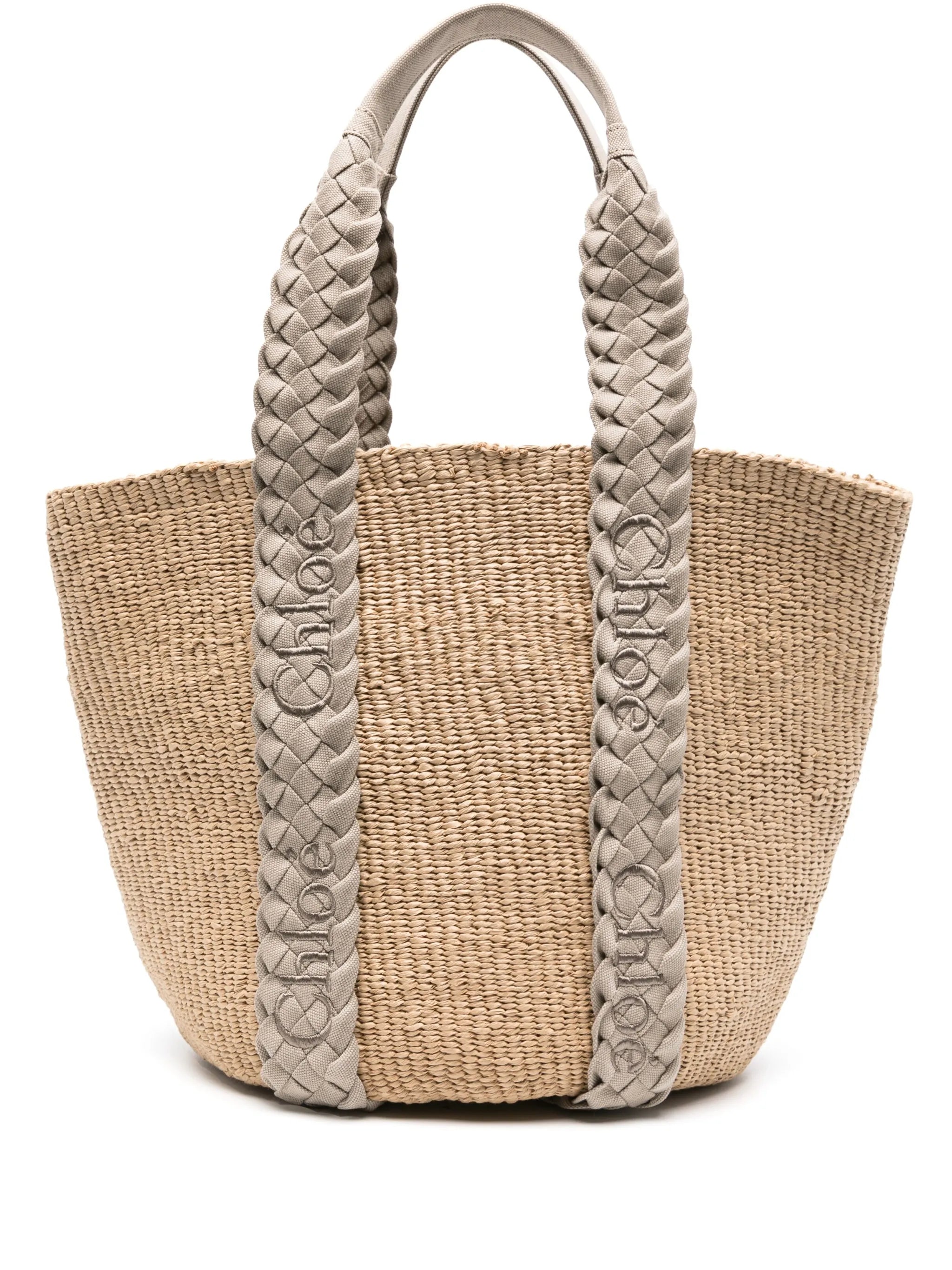 large Woody raffia tote bag