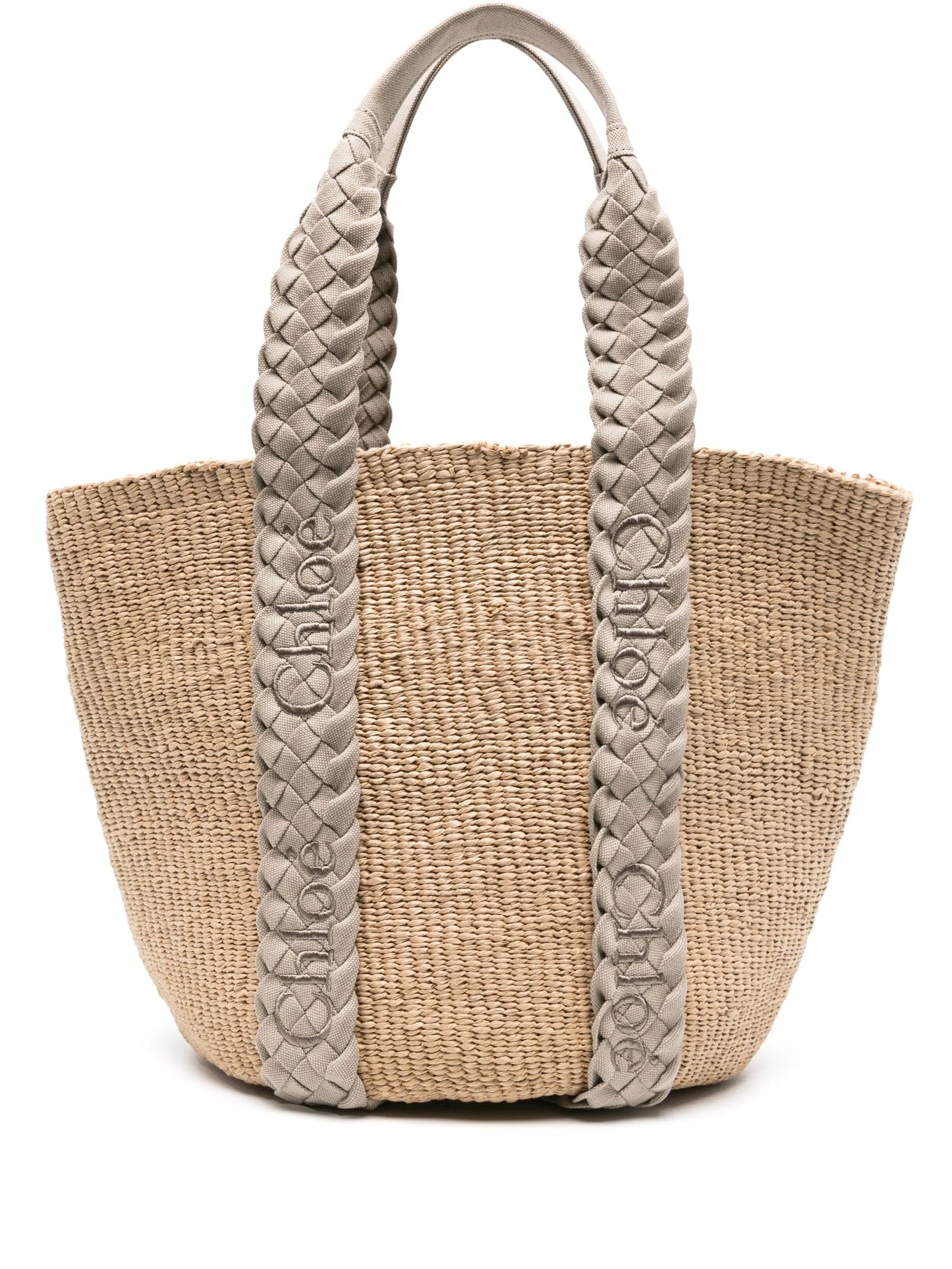 large Woody raffia tote bag