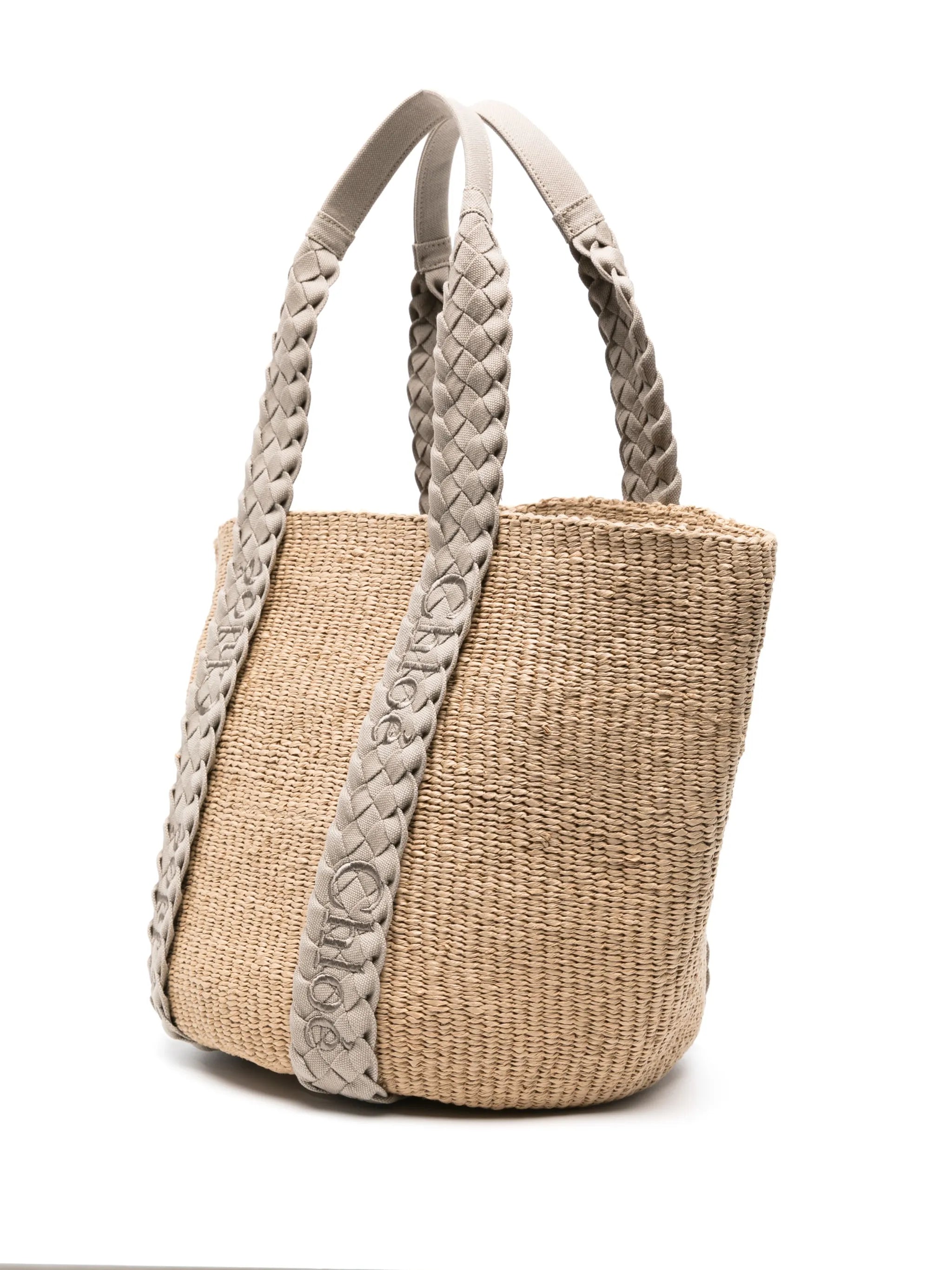 large Woody raffia tote bag