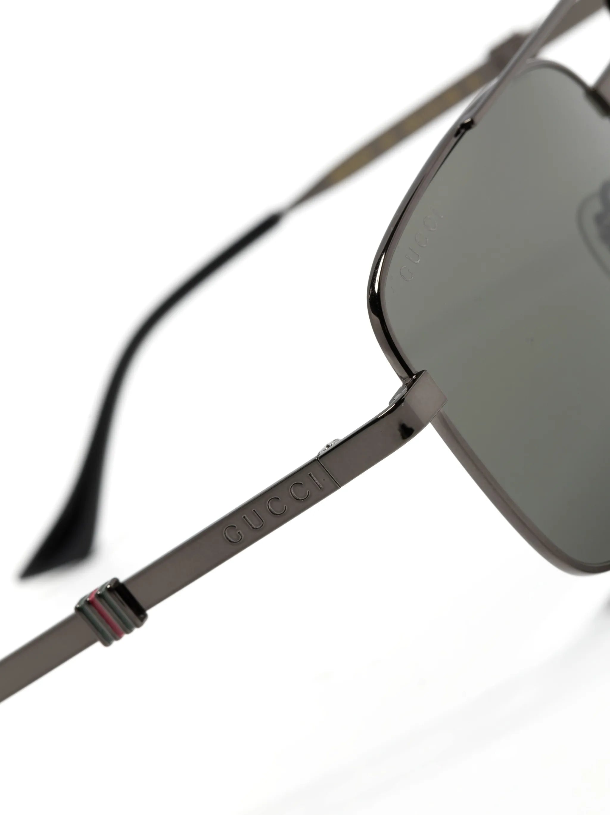 Web stripe square-frame sunglasses