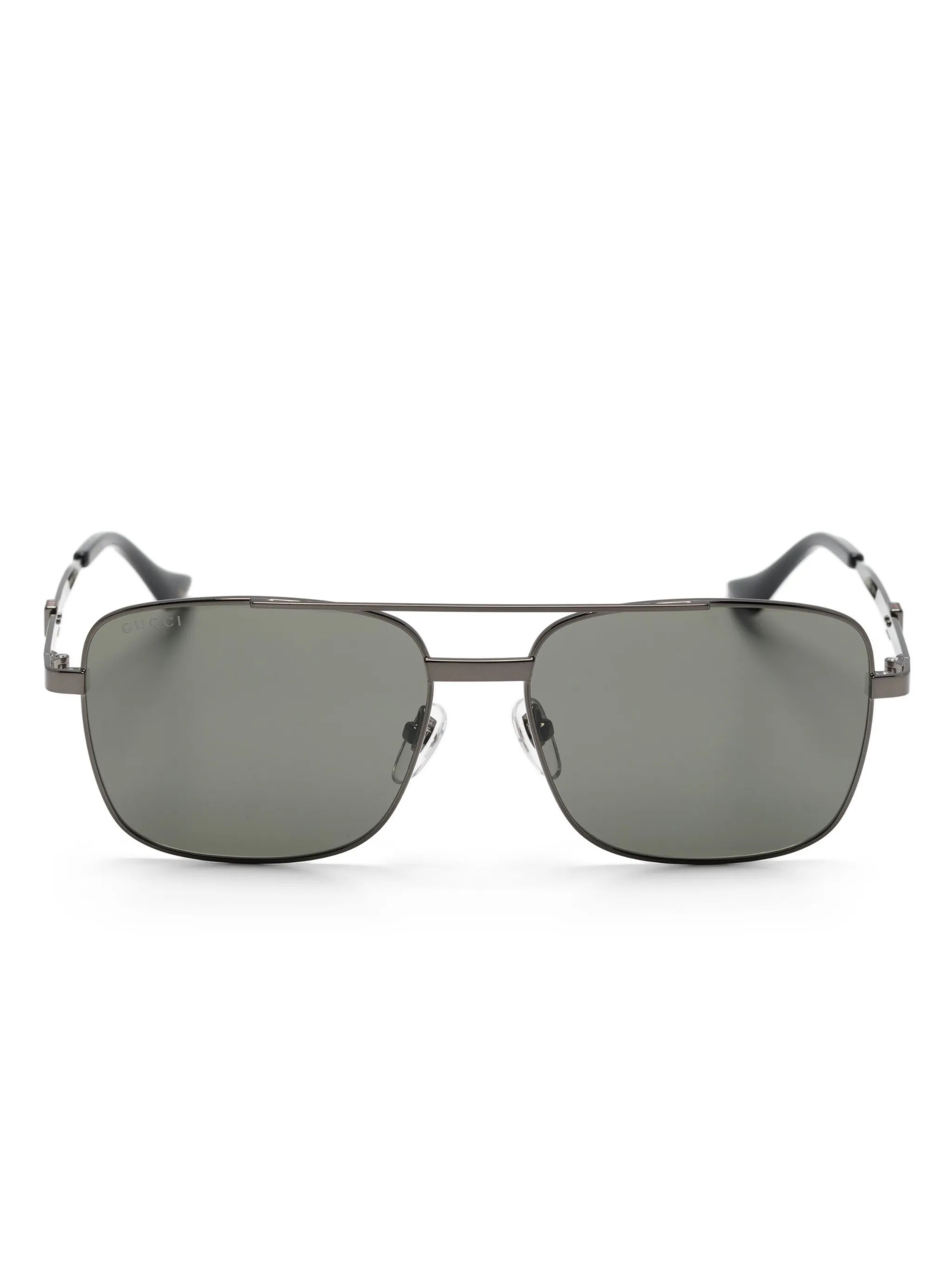 Web stripe square-frame sunglasses