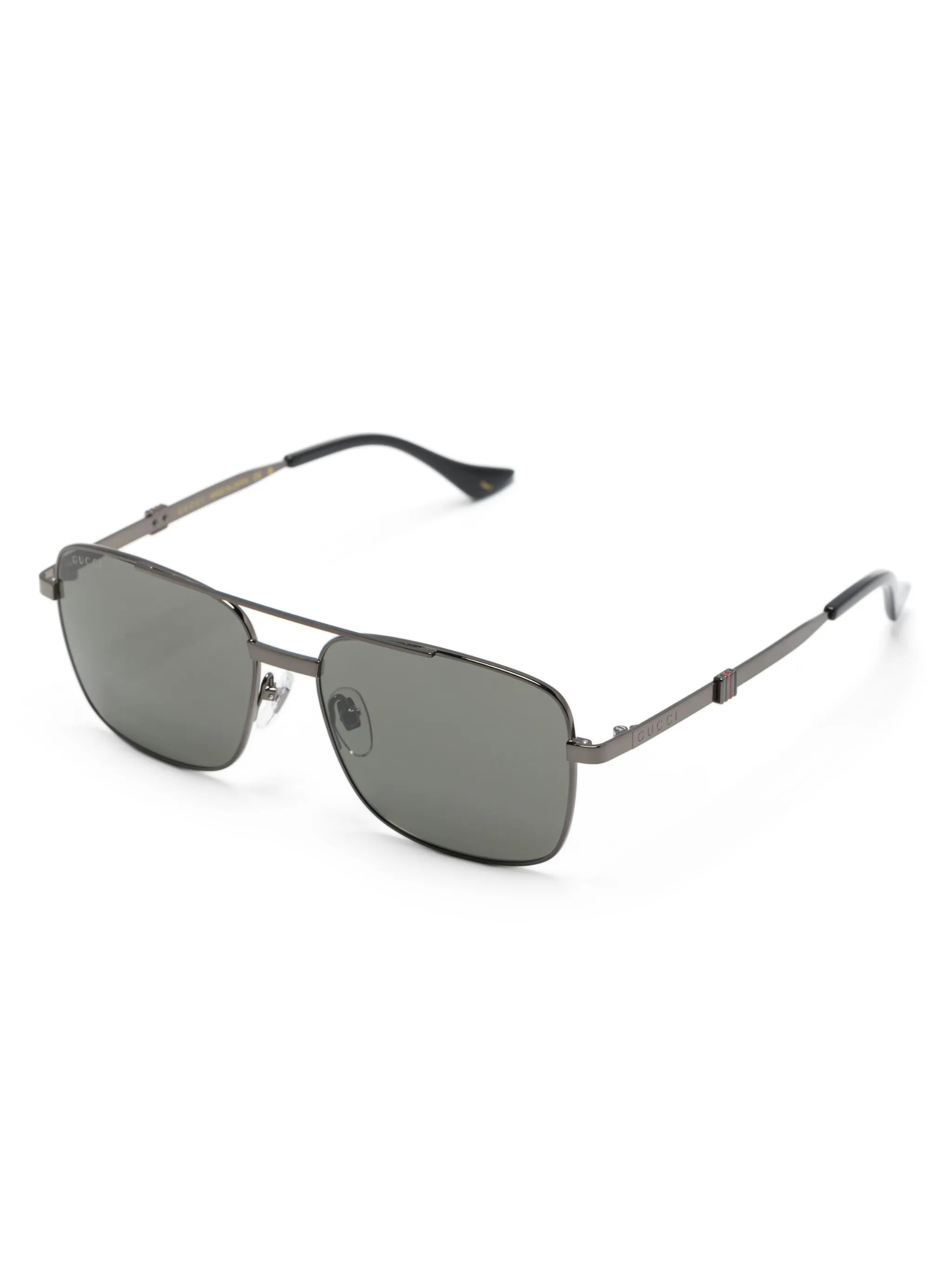 Web stripe square-frame sunglasses