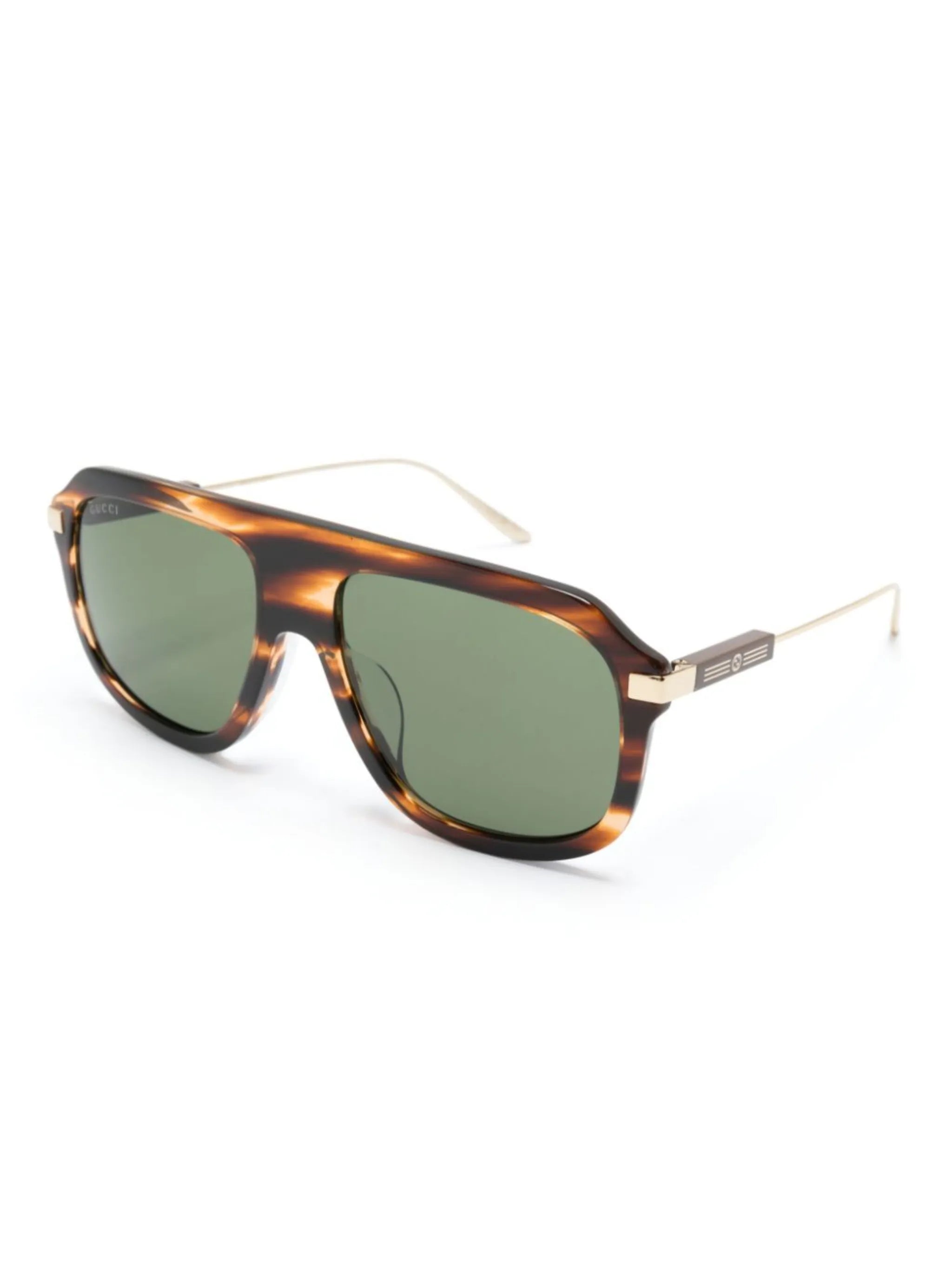 tortoiseshell-effect pilot-frame sunglasses