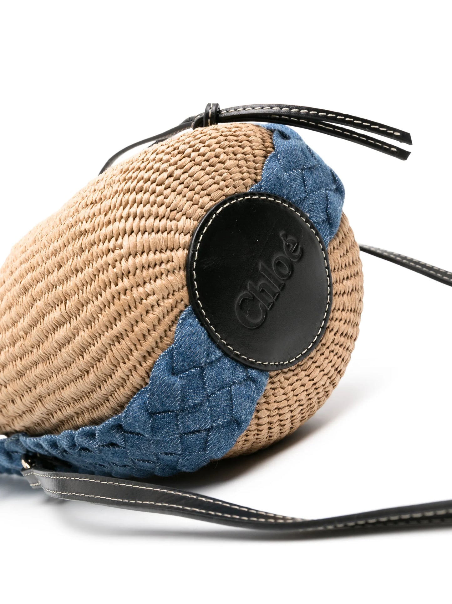 Woody raffia bucket bag