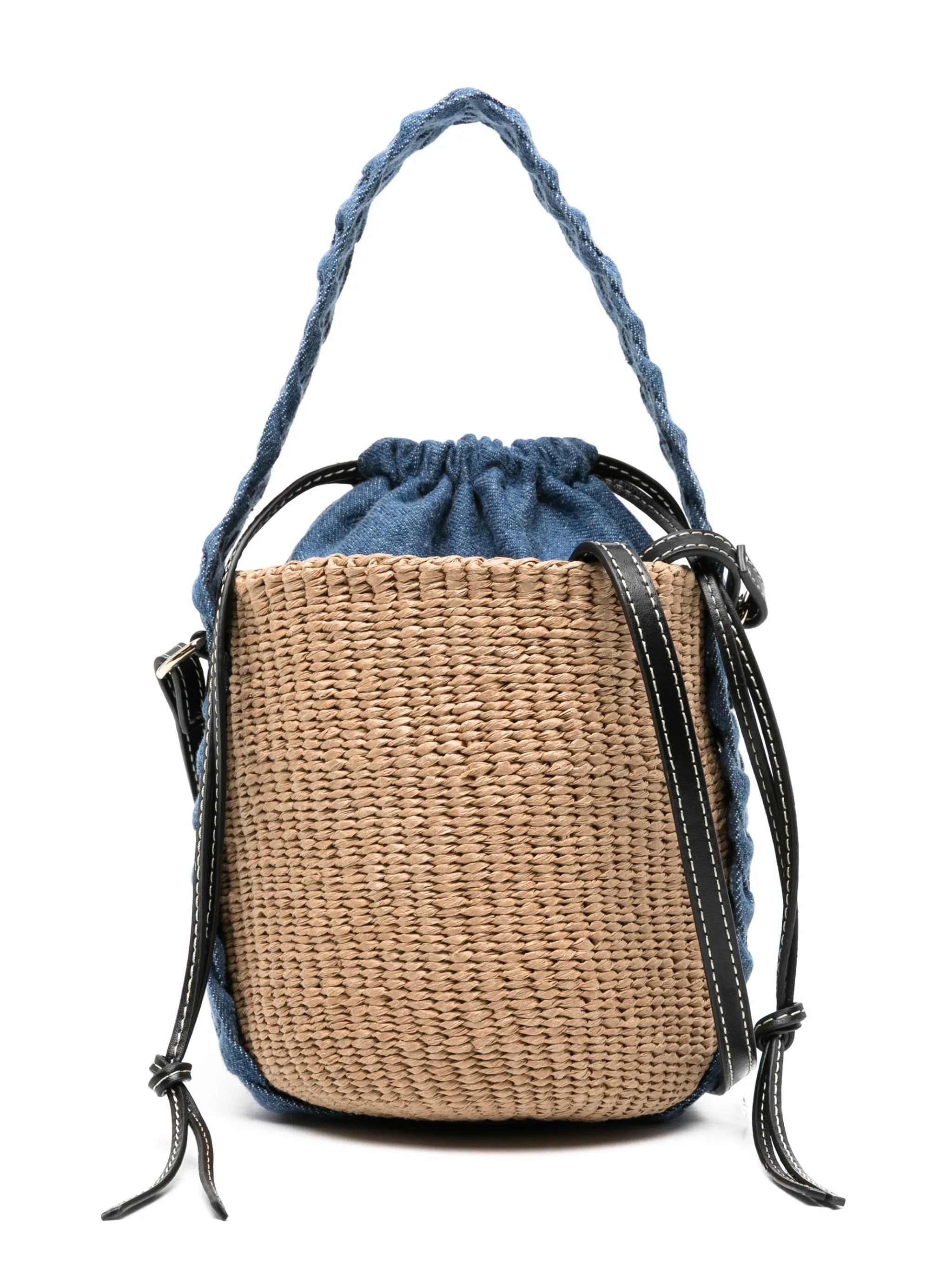 Woody raffia bucket bag