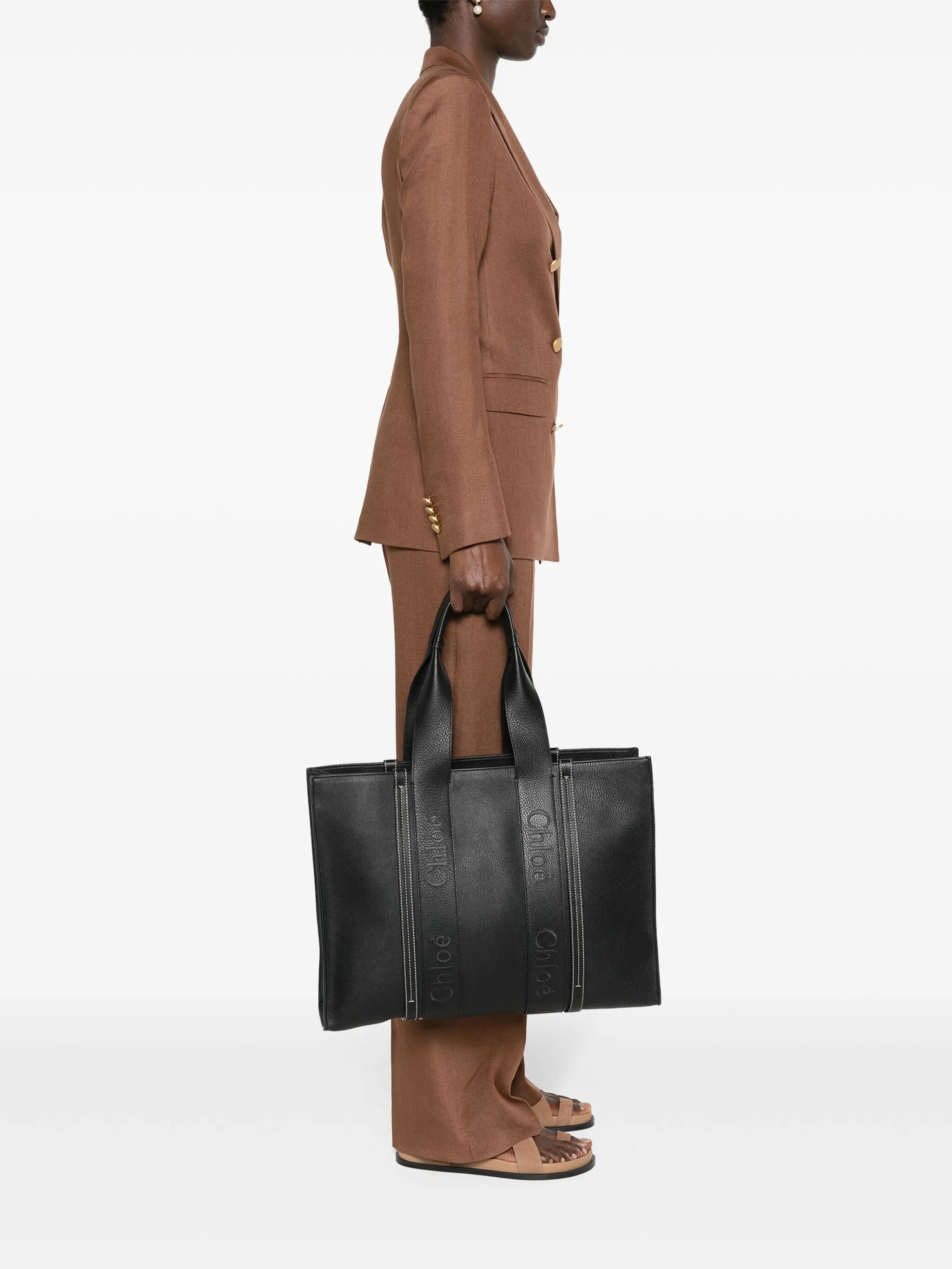 large Woody leather tote bag