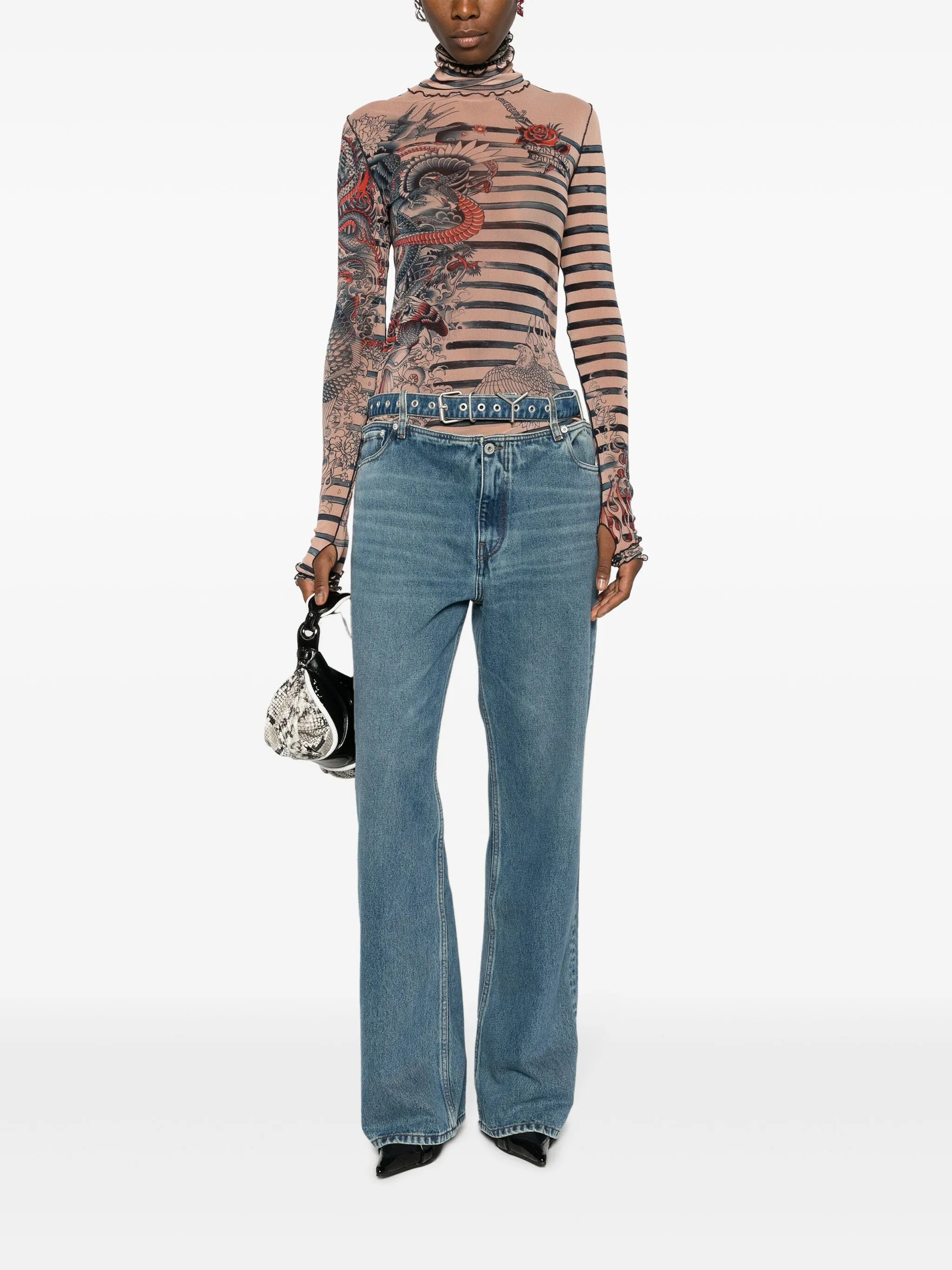 Evergreen mid-rise wide-leg jeans