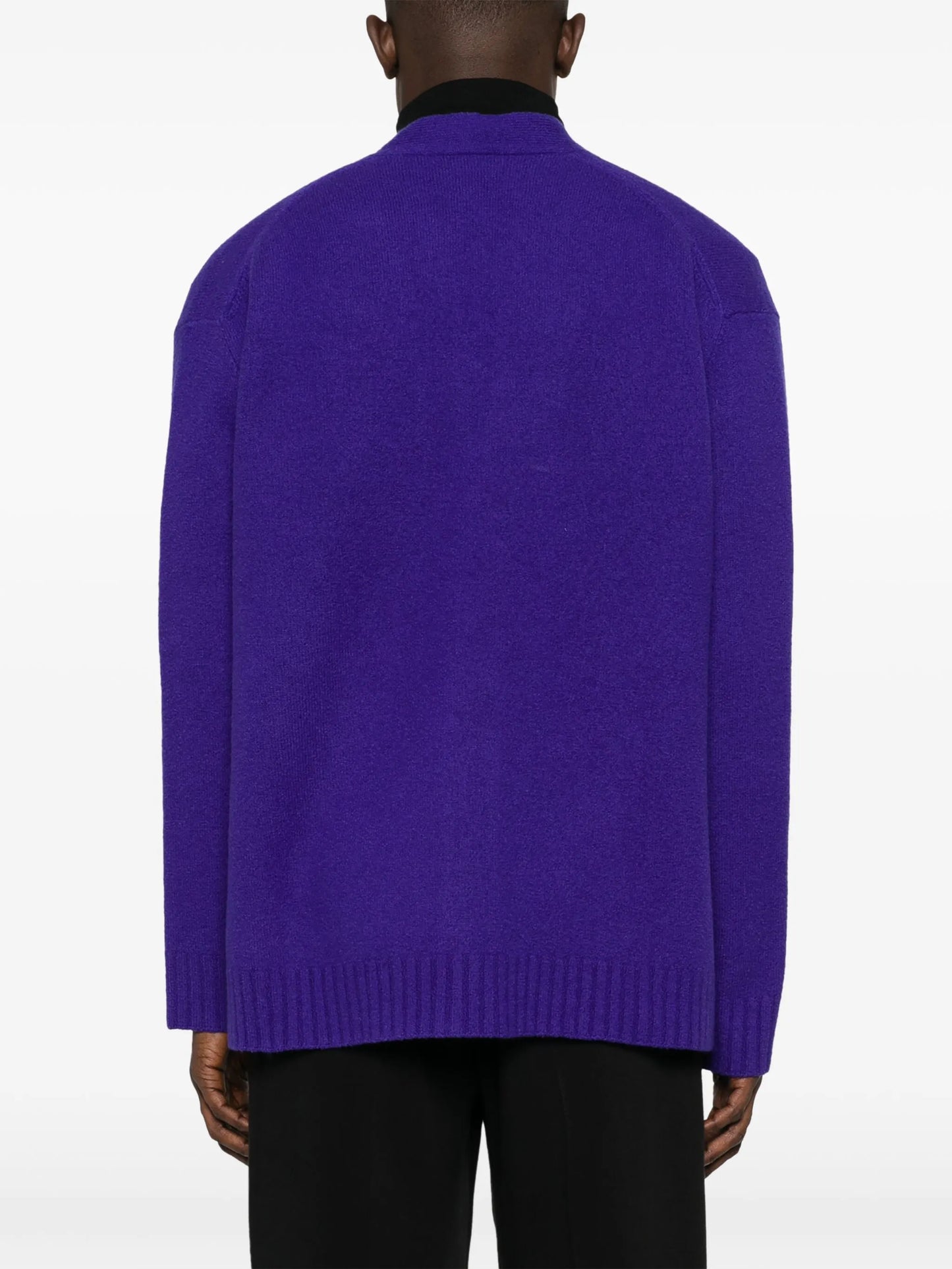 V-neck brushed wool cardigan