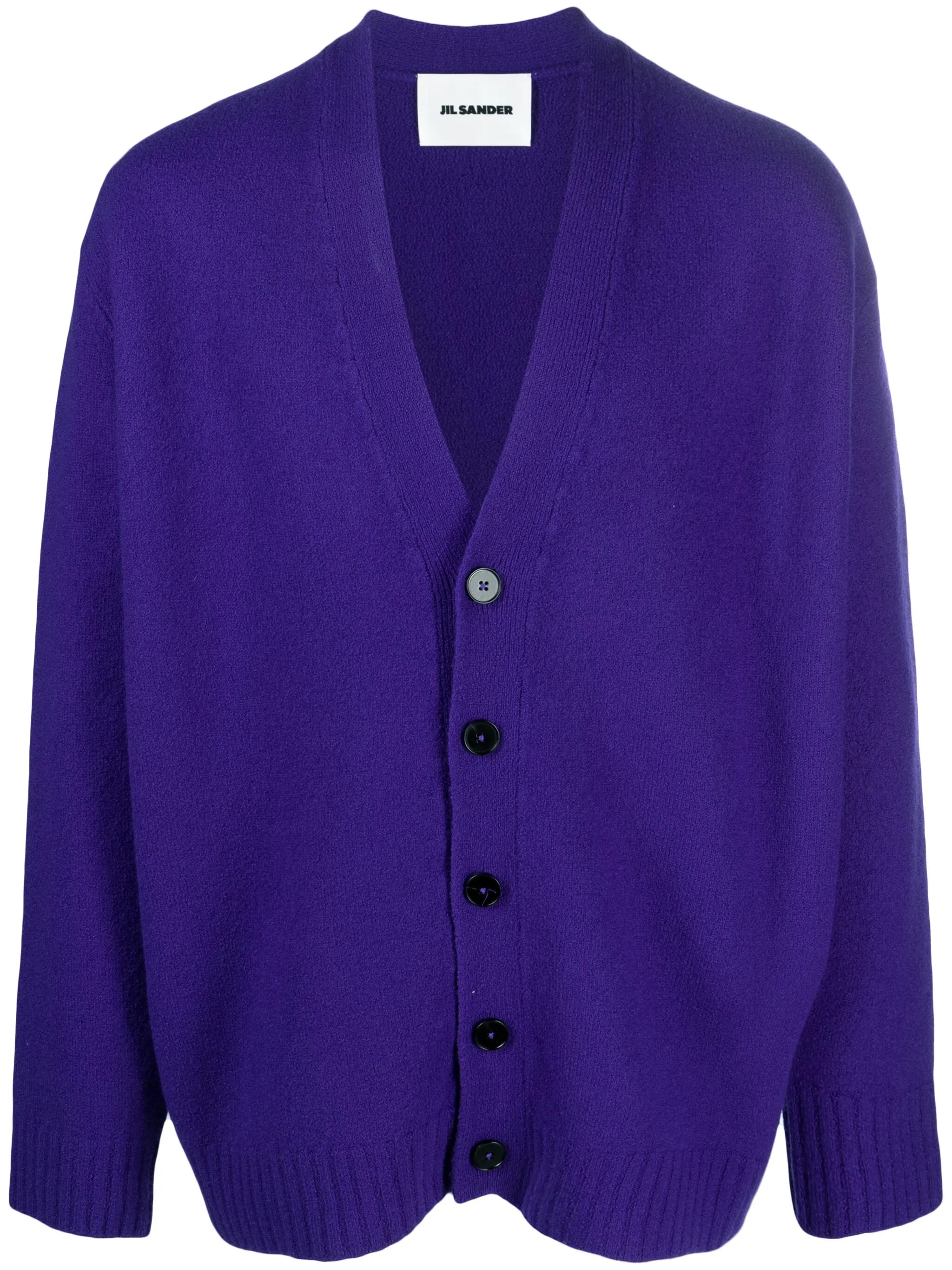 V-neck brushed wool cardigan