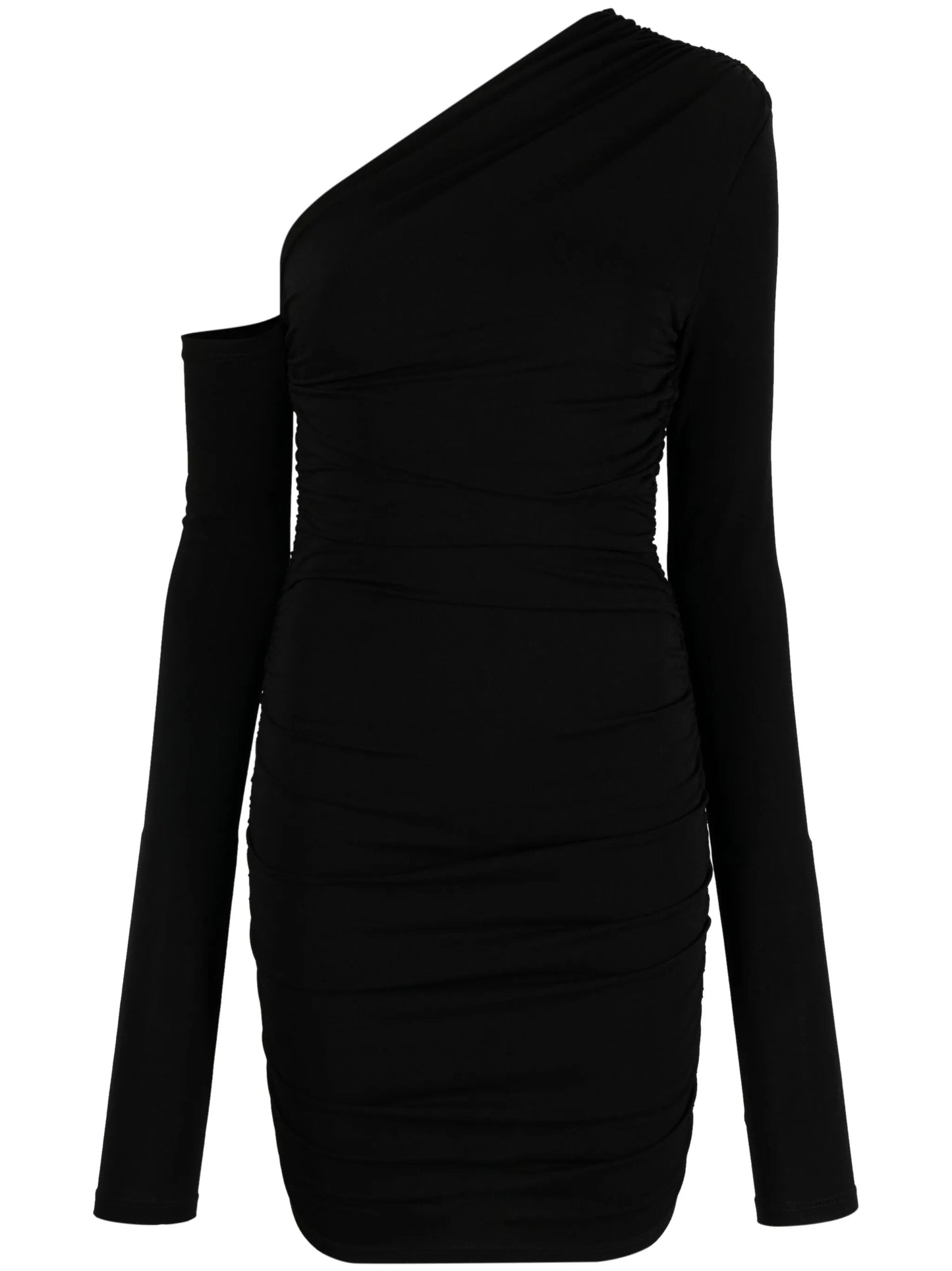 one-shoulder ruched minidress